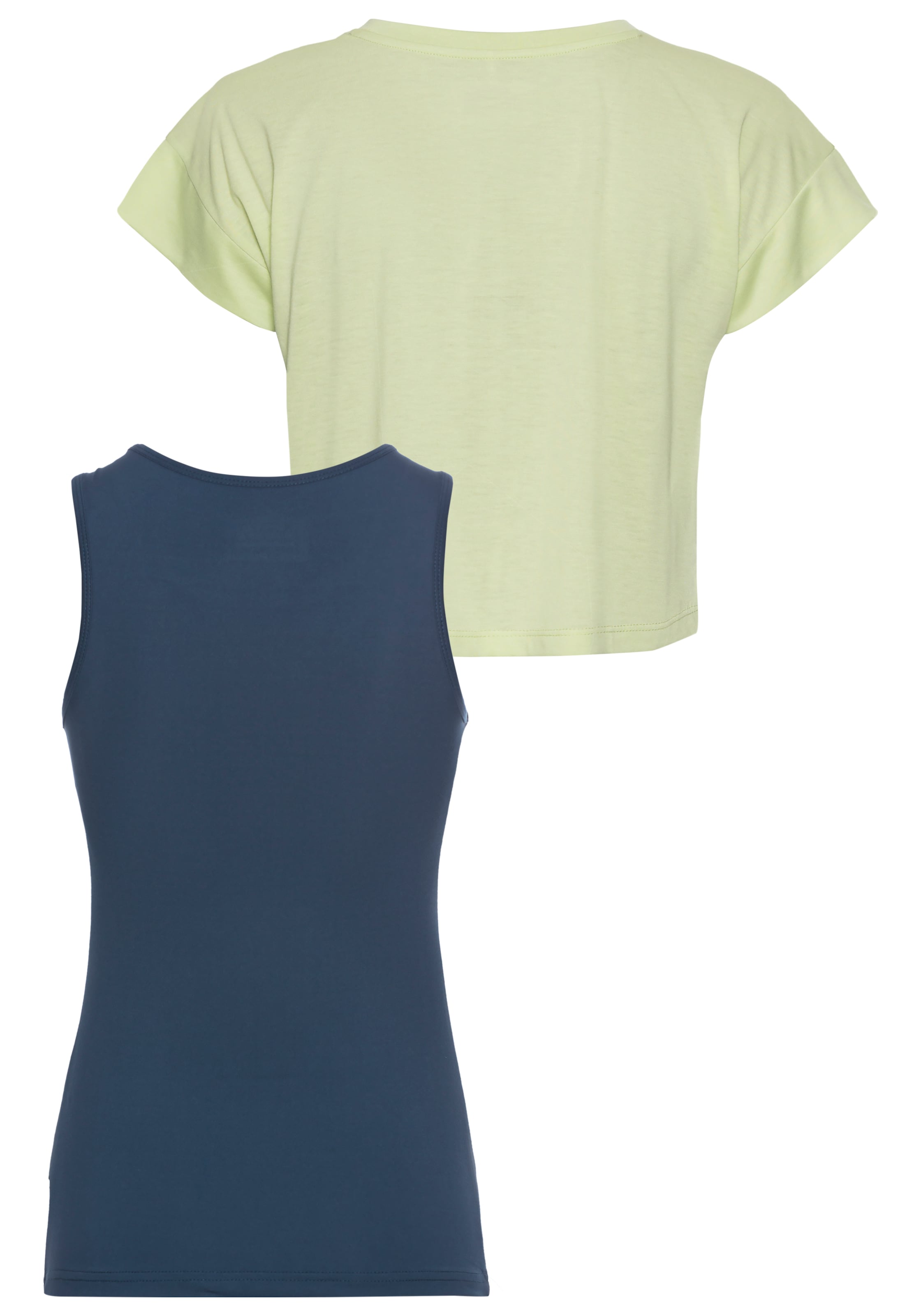 FAYN SPORTS Funktionsshirt »Cropped Top«, (Set, 2 tlg.), Kurzarm, sportliche Passform, unifarben, Rundhalsausschnitt