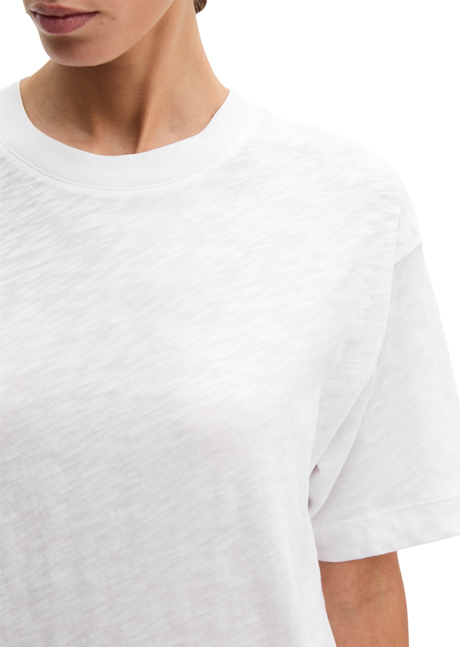 T-Shirt MARC O'POLO, Damen, Gr. M, weiß, Slub, Obermaterial: 100% Baumwolle, regular fit normal, Rundhals, Shirts T-Shirt, regular aus Slub-Jersey 6