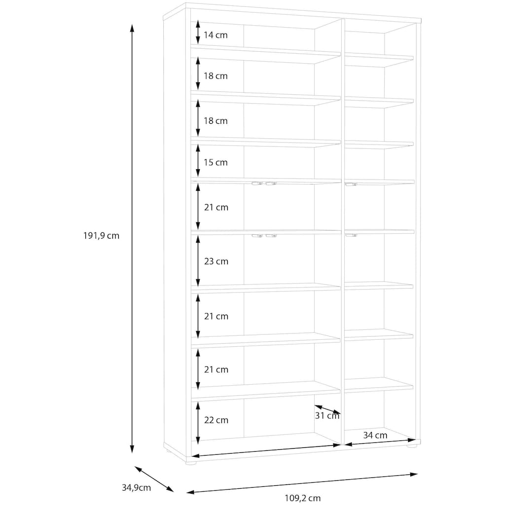 FORTE Schuhschrank »Alice Springs«, Breite 109 cm, Höhe 192 cm, mit 8 Böden