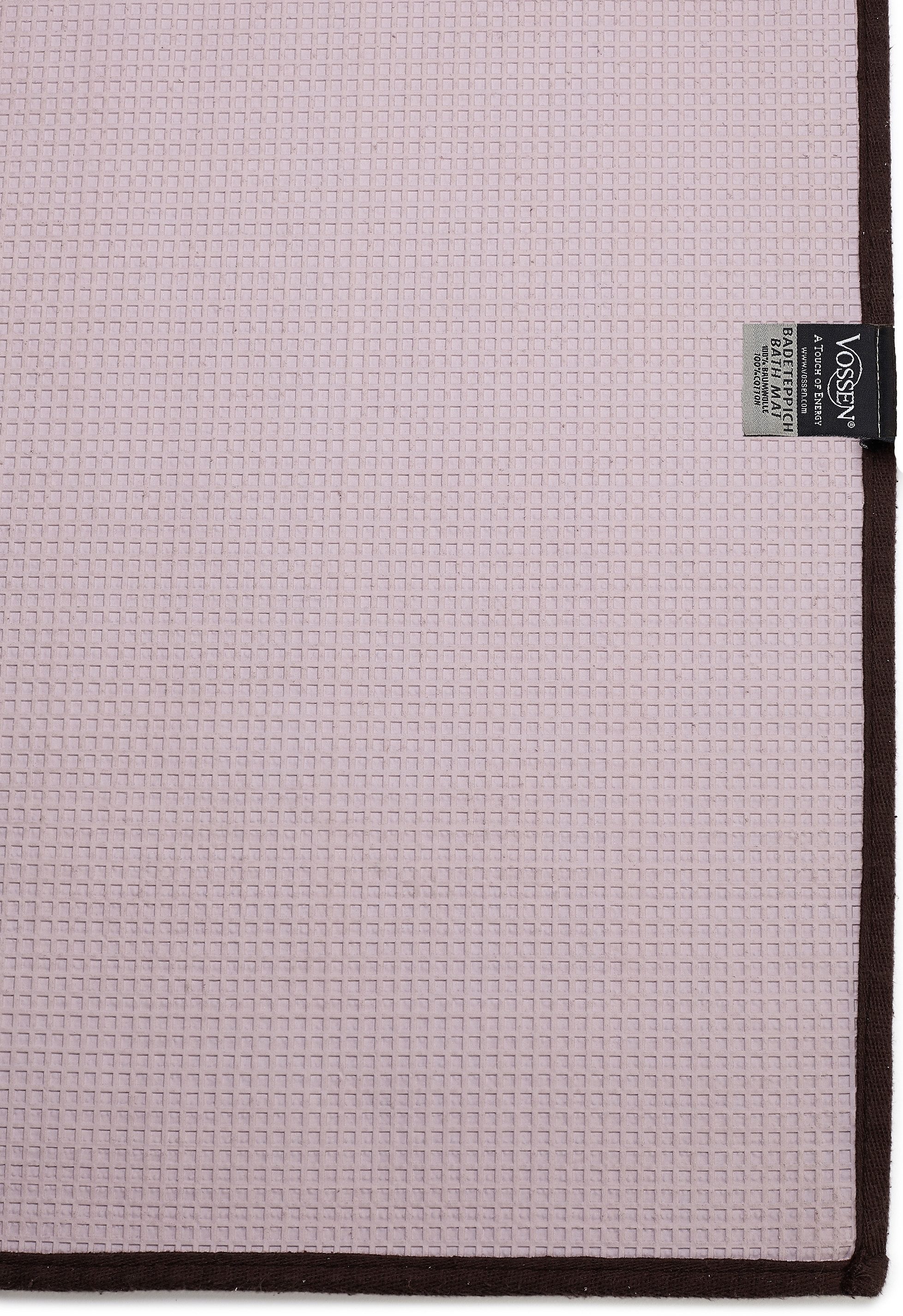 Vossen Badematte »Exclusive«, rutschhemmend beschichtet, fußbodenheizungsgeeignet, Badteppich, Uni-Farben, Karo Muster, Hoch-Tief Effekt, reine Baumwolle