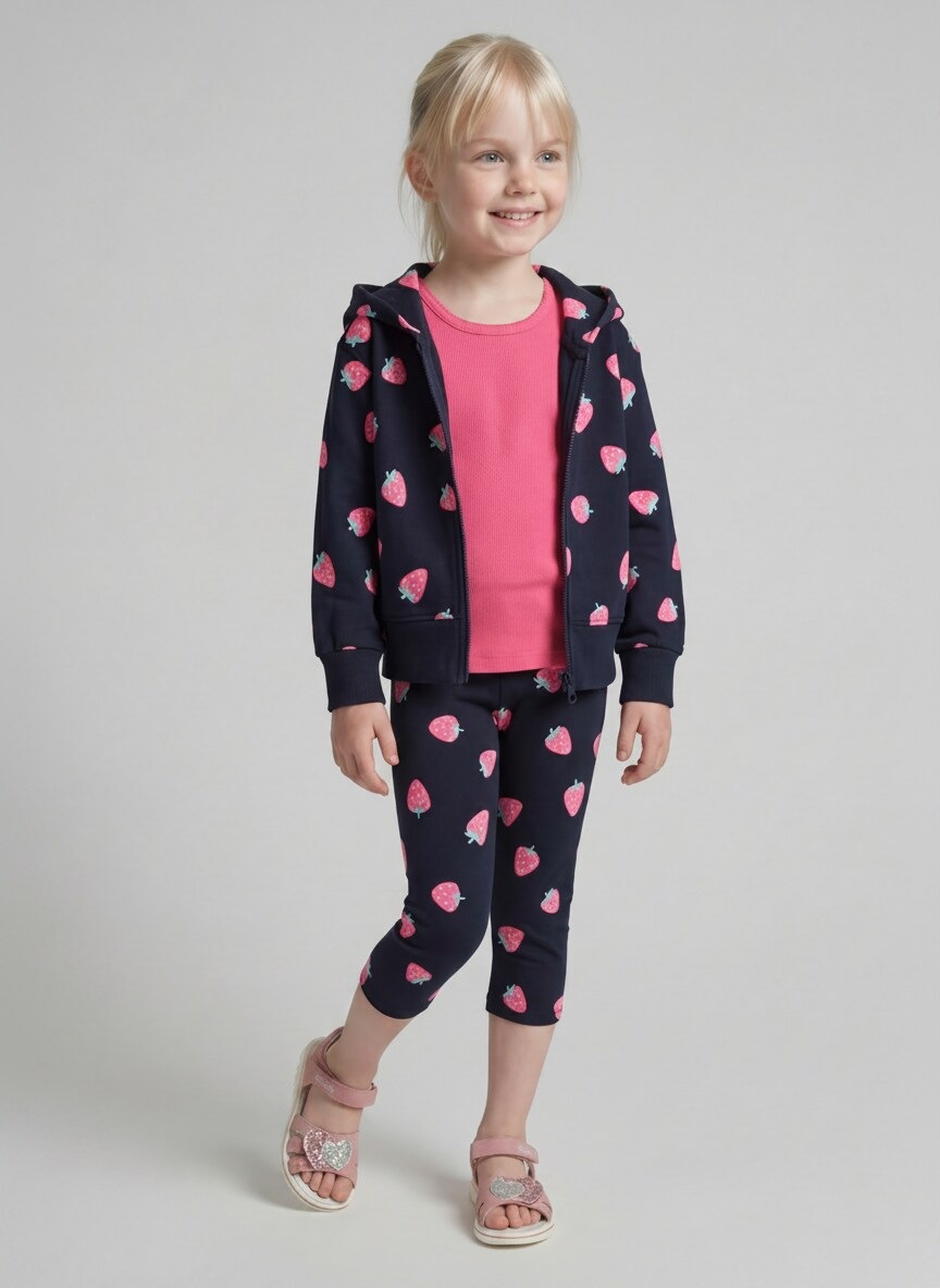 TOM TAILOR Kapuzensweatjacke mit Erdbeer-Allover-Print, für Girls