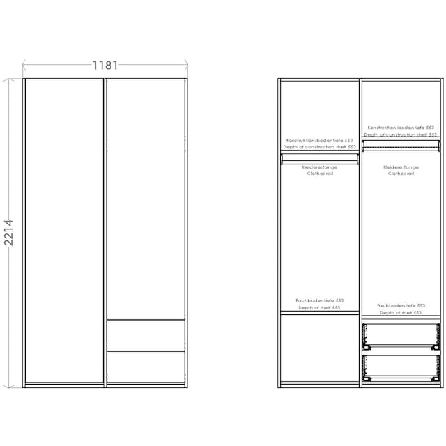 kleiner LIVING | Plus 2«, »Modular rechts Variante Inklusive Müller SMALL Kleiderschrank unten BAUR Schubladen 2