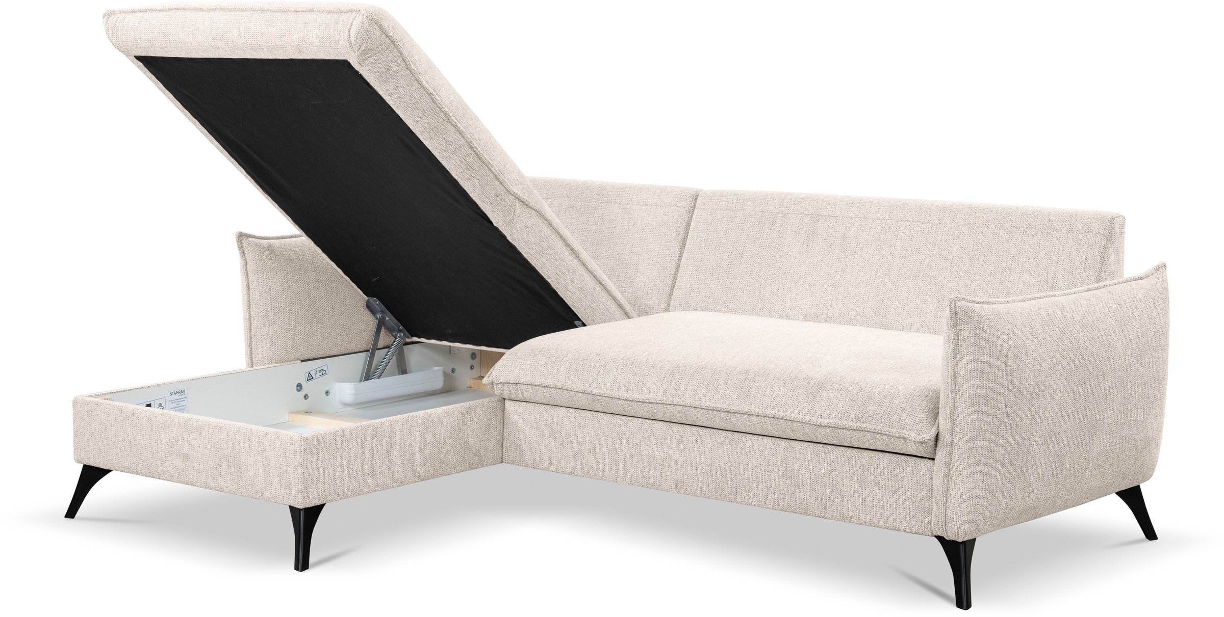 WERK2 Ecksofa »Modica L-Form«, Minimalistisches Ecksofa mit Schlaffunktion & Bettkasten