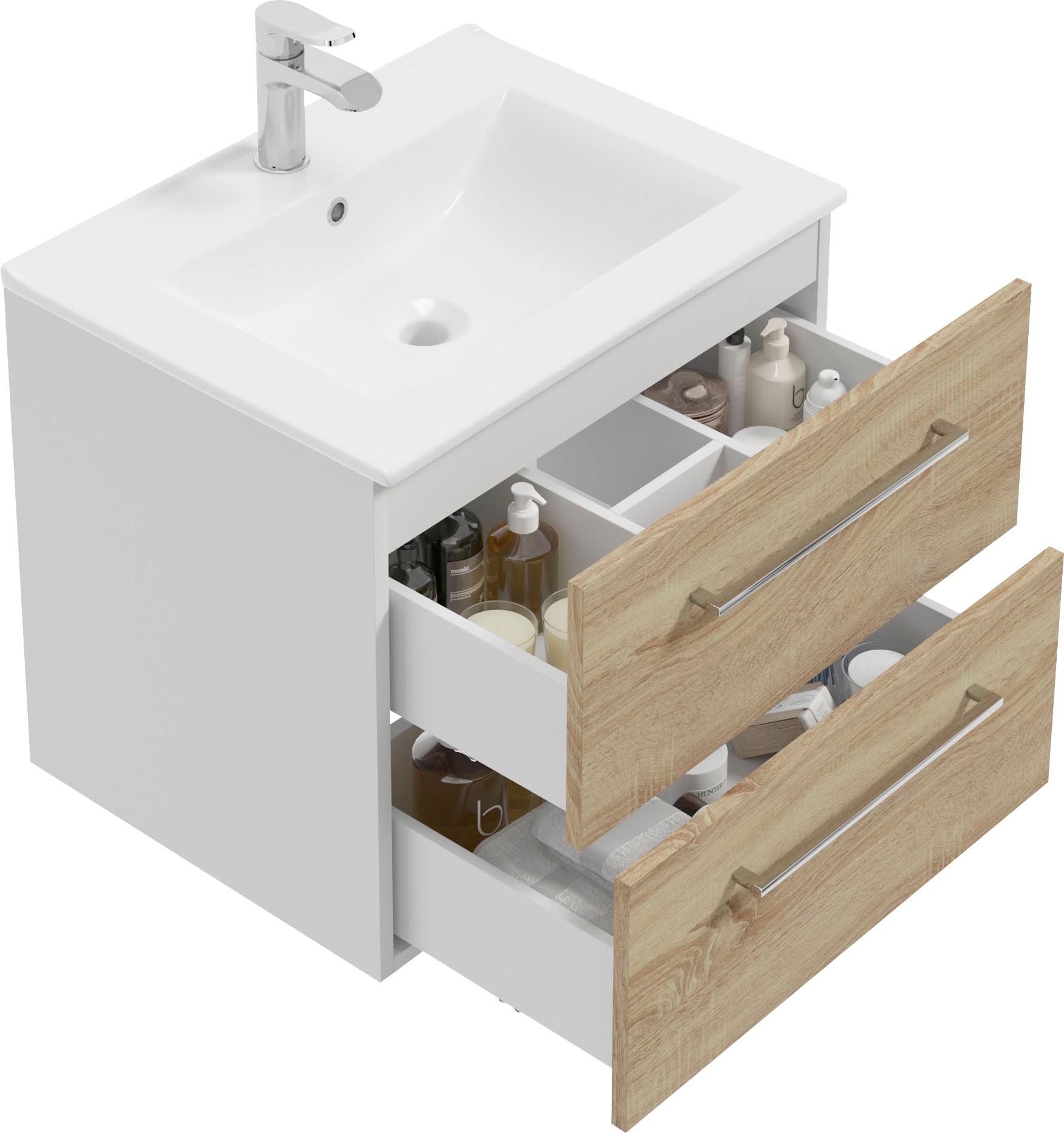 welltime Waschtisch "Palermo" Set, Badmöbel inkl. Waschbecken, Breite 60cm günstig online kaufen