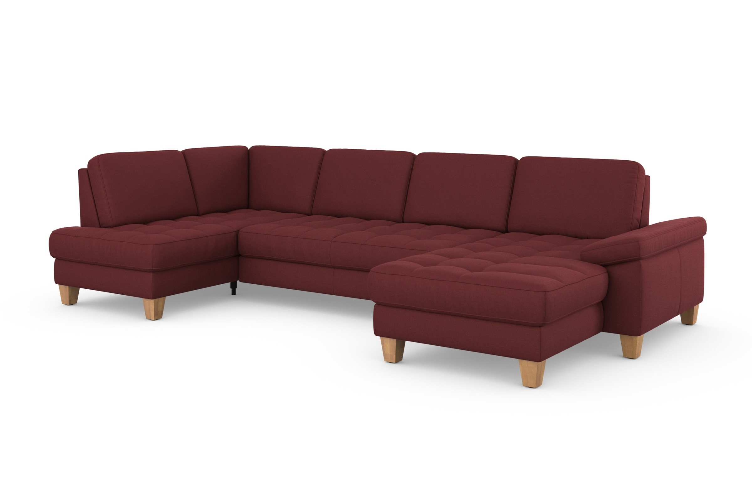Wohnlandschaft SIT & MORE "Westham U-Form", rot (bordeaux), B:338cm H:88cm T:172cm, 100% Polyester, Sofas, Wohnlandschaft, wahlweise mit Bettfunktion, Bettkasten, Sitztiefenverstellung 6