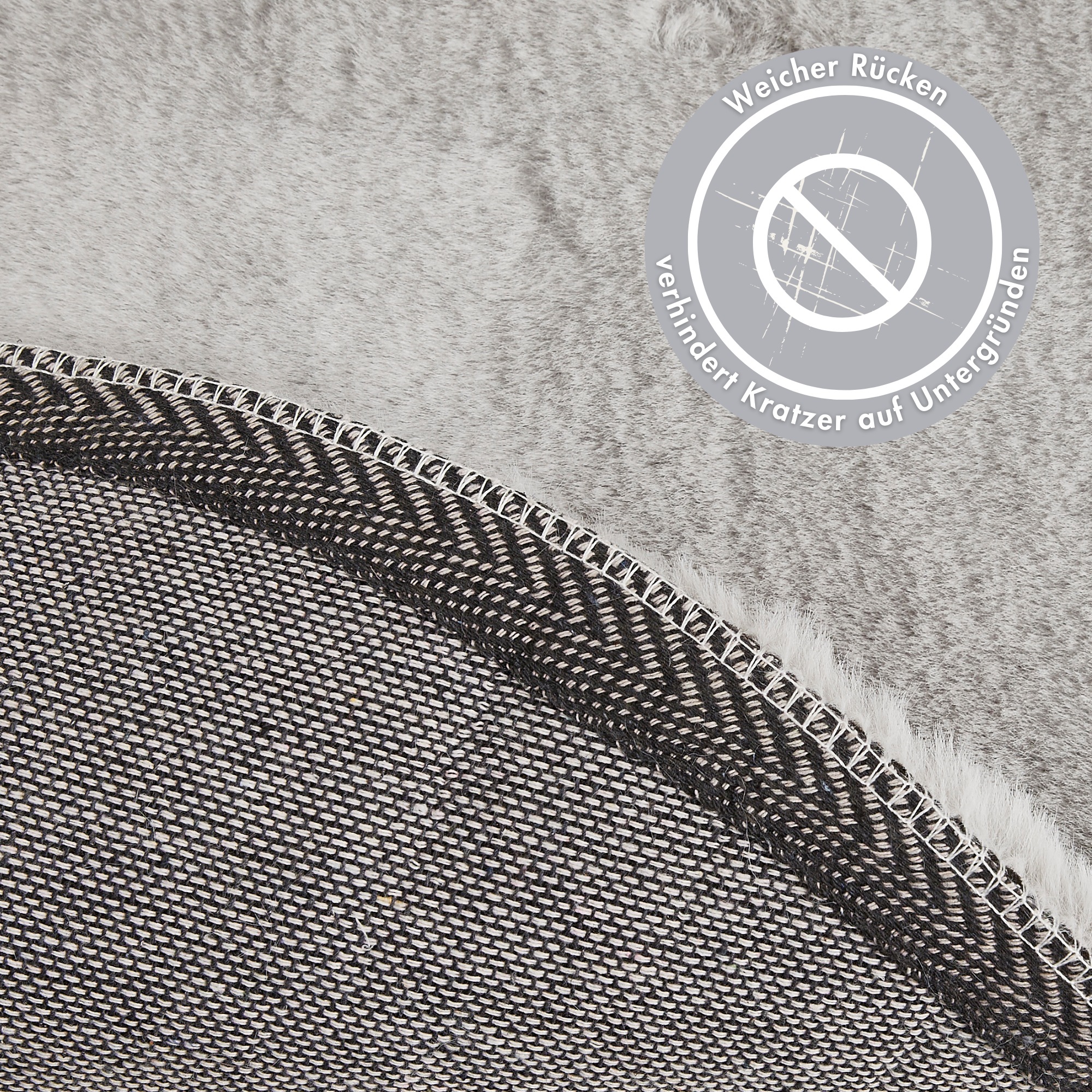 Thumbnail - my home Hochflor-Teppich "Lugano" rund 30 mm Höhe Kunstfell, Uni Farben, sehr weich & kuschelig