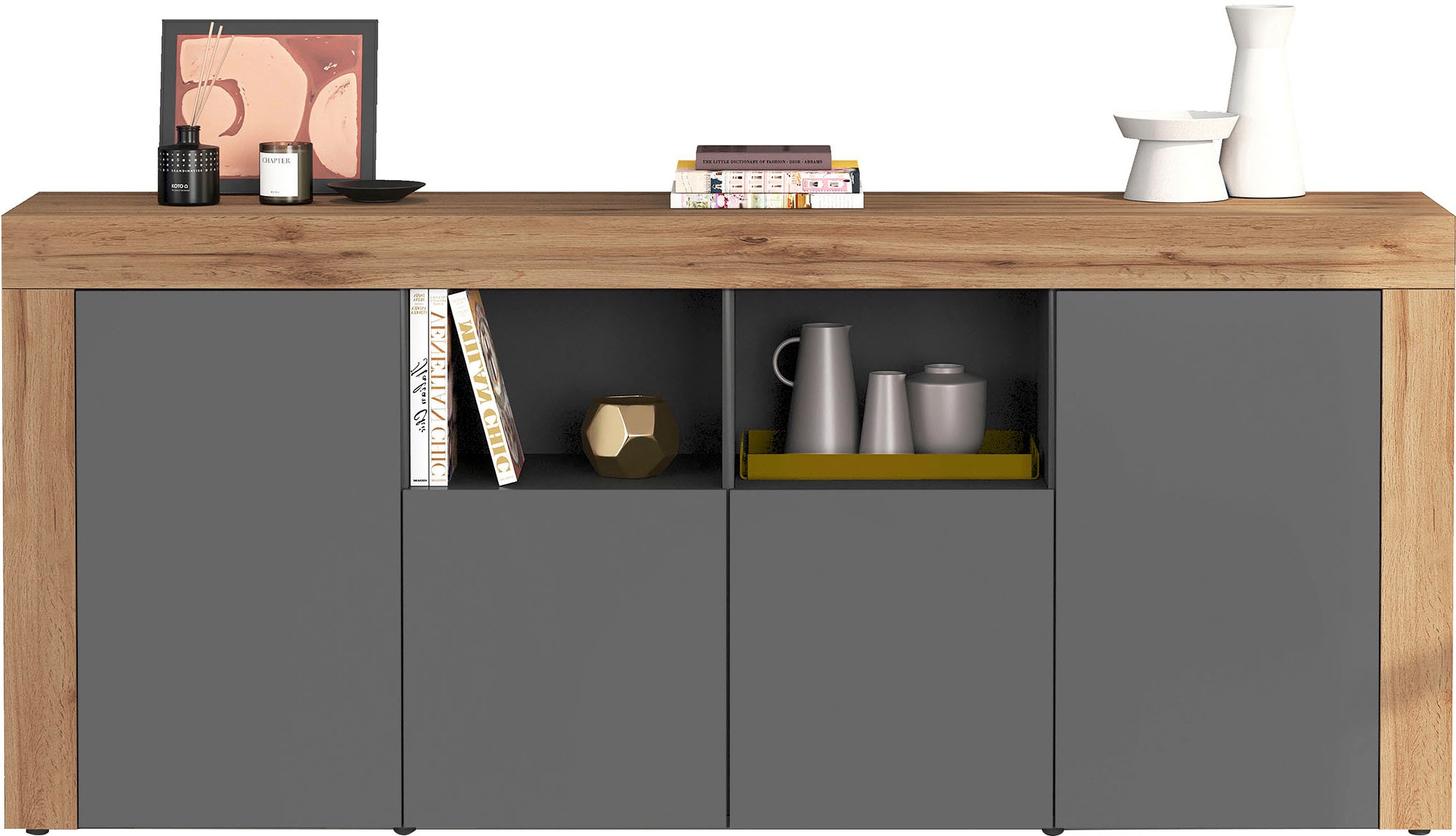 OTTO home Sideboard "CHRONOS Breite 200 cm mit 4 Türen, 2 offene und 8 gesc günstig online kaufen