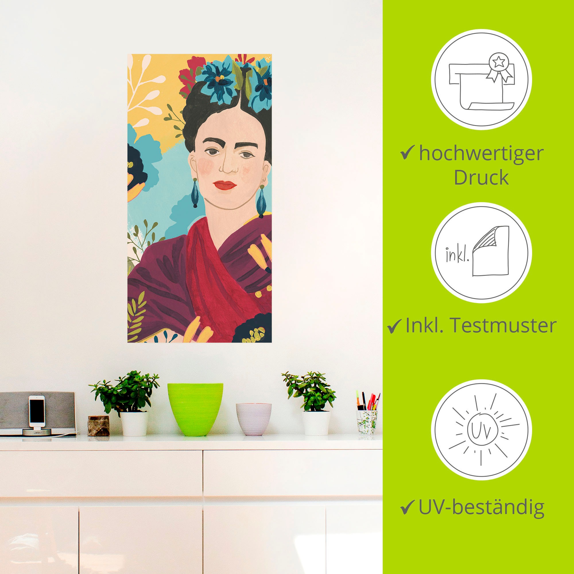 Artland Alu-Dibond-Druck »Fridas Garten Collektion B«, Bilder von Frauen, (1 St.), für Innen- und Außenbereich geeignet, Outdoorbild