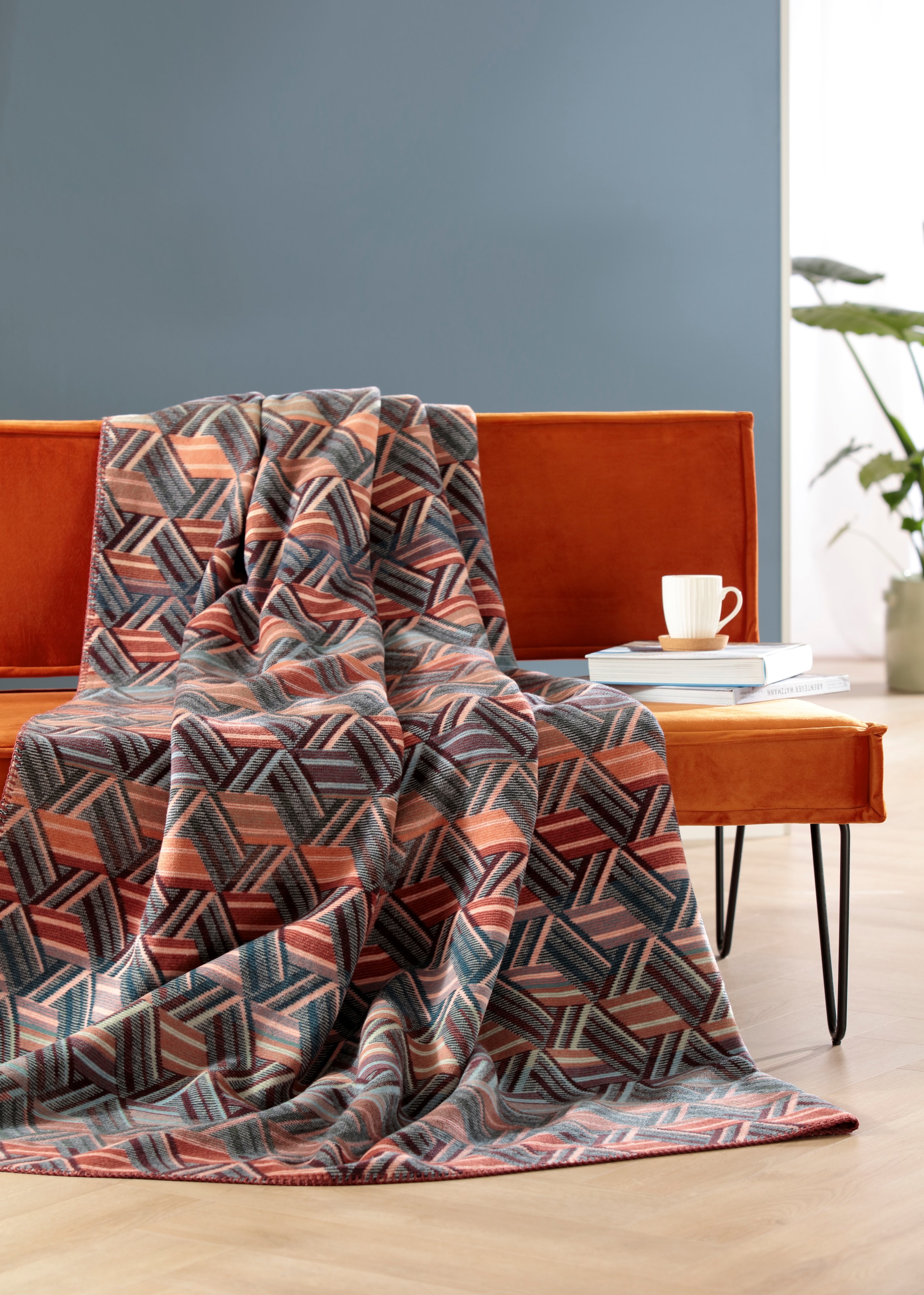 Biederlack Wohndecke »Wickerwork«, mit Flechtoptik, mit Zierstich