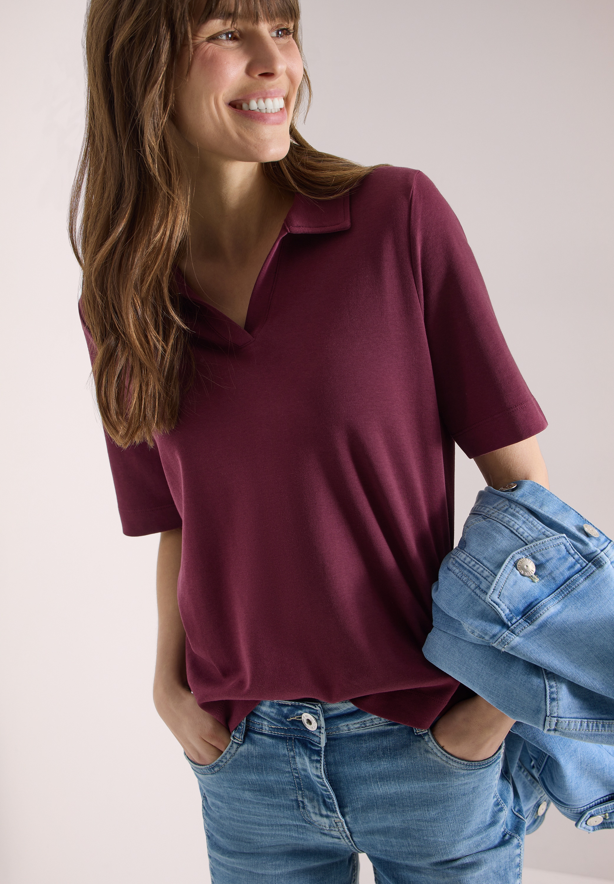 Cecil Poloshirt in Unifarbe günstig online kaufen