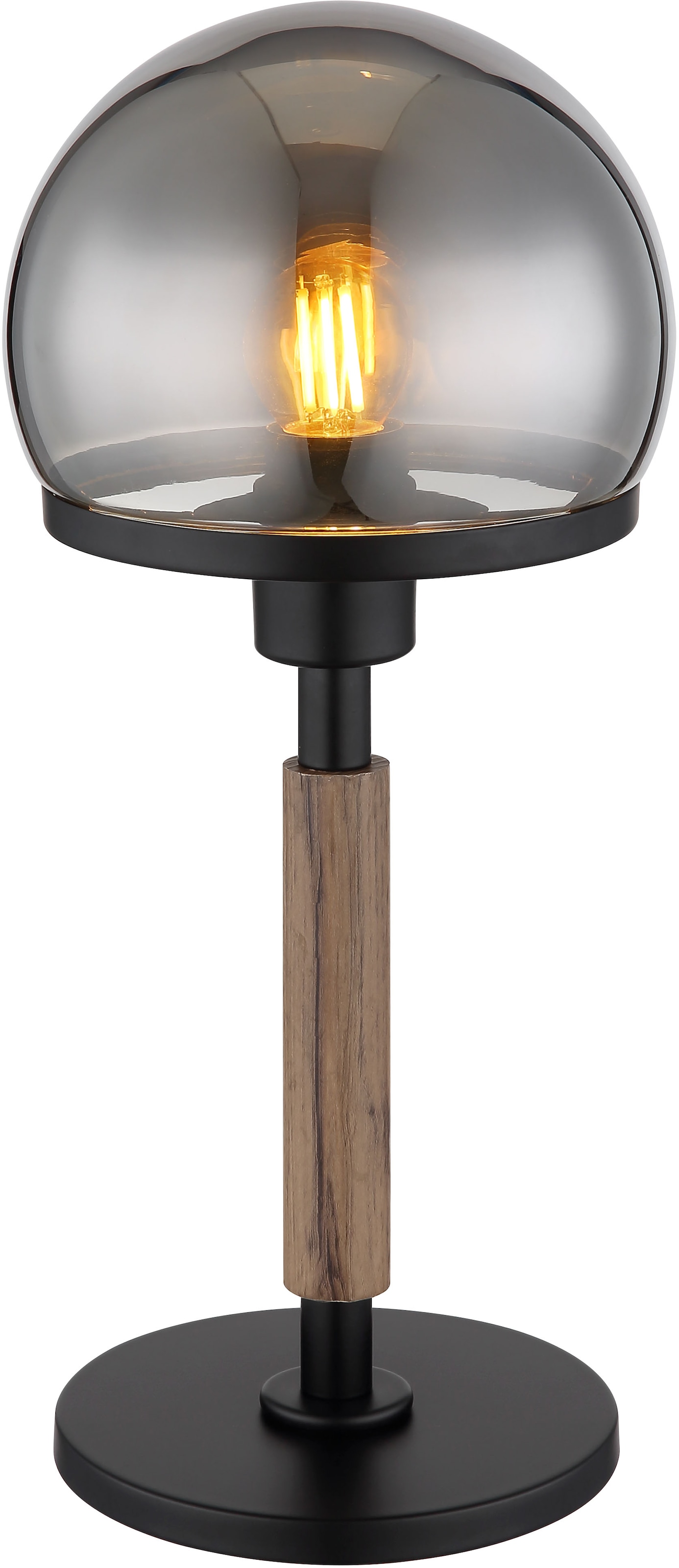 GLOBO LIGHTING Tischleuchte »HAKU«, Leuchtmittel E27 | ohne Leuchtmittel, Tischlampe/Schlafzimmer/Wohnzimmer/Glas rauchfarben