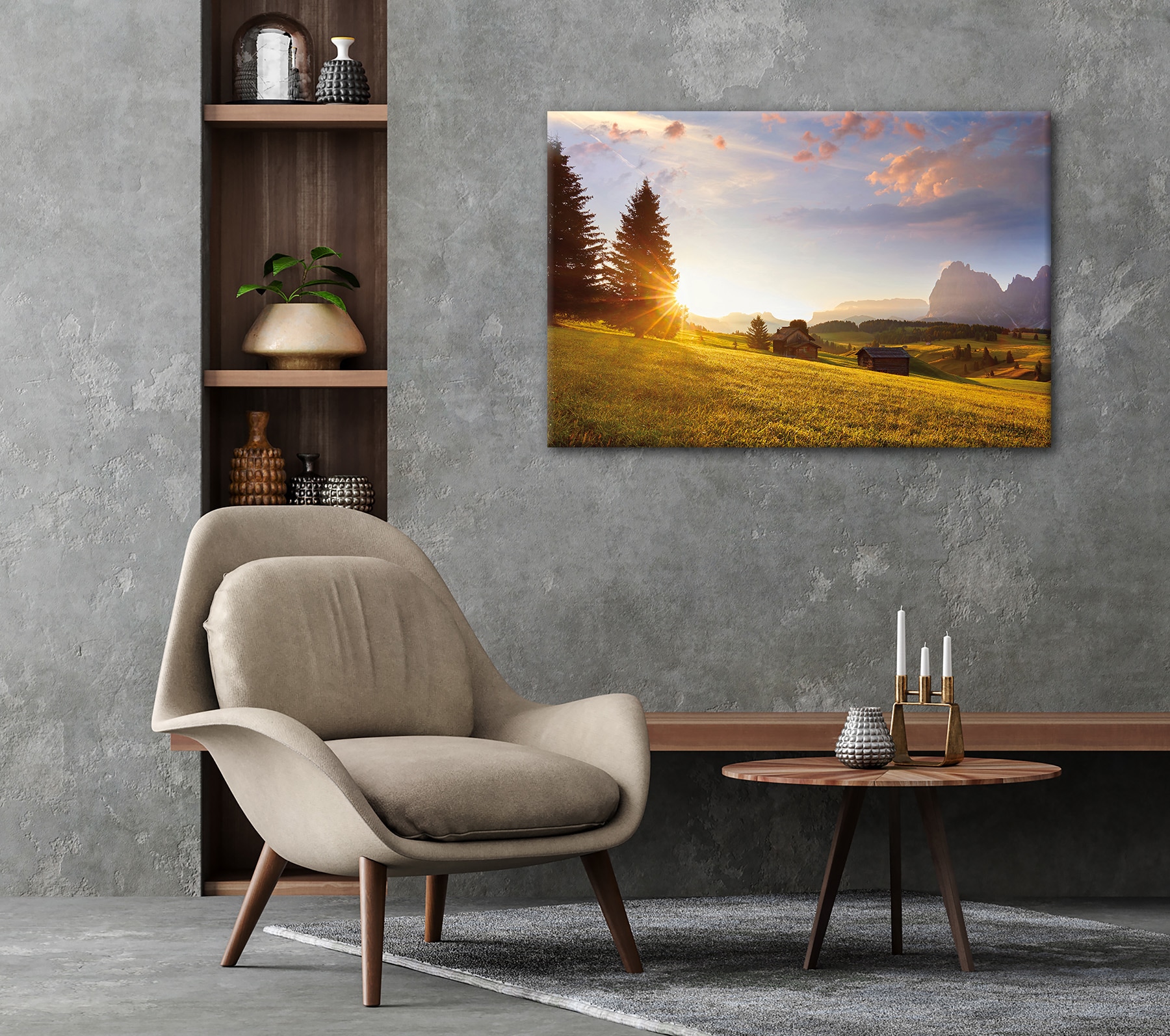 Bönninghoff Bild »ALPENLANDSCHAFT 60x90 cm – Leinwandbild Keilrahmen Deko modern«