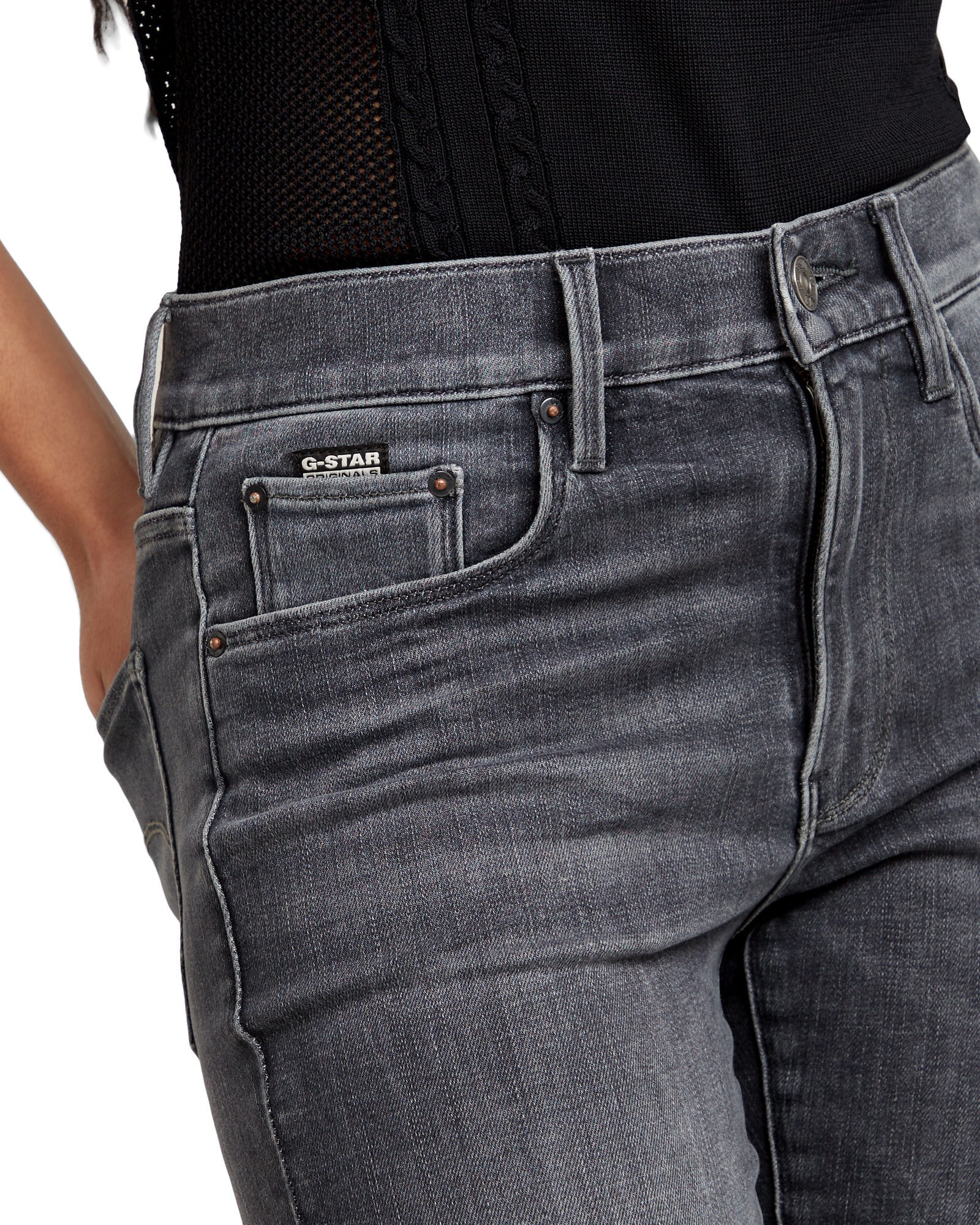 5-Pocket-Jeans G-STAR "3301 Skinny Jeans", Damen, Gr. 26, Länge 34, faded schwarz magnet, Obermaterial: 91% Baumwolle, 8% Elastomultiester, 1% Elasthan, Jeans 5-Pocket-Jeans 3