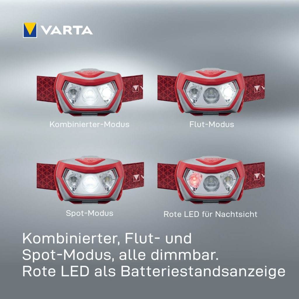 VARTA Kopflampe »VARTA Outdoor Sports H20 Pro inkl. 3xAAA Batterien«