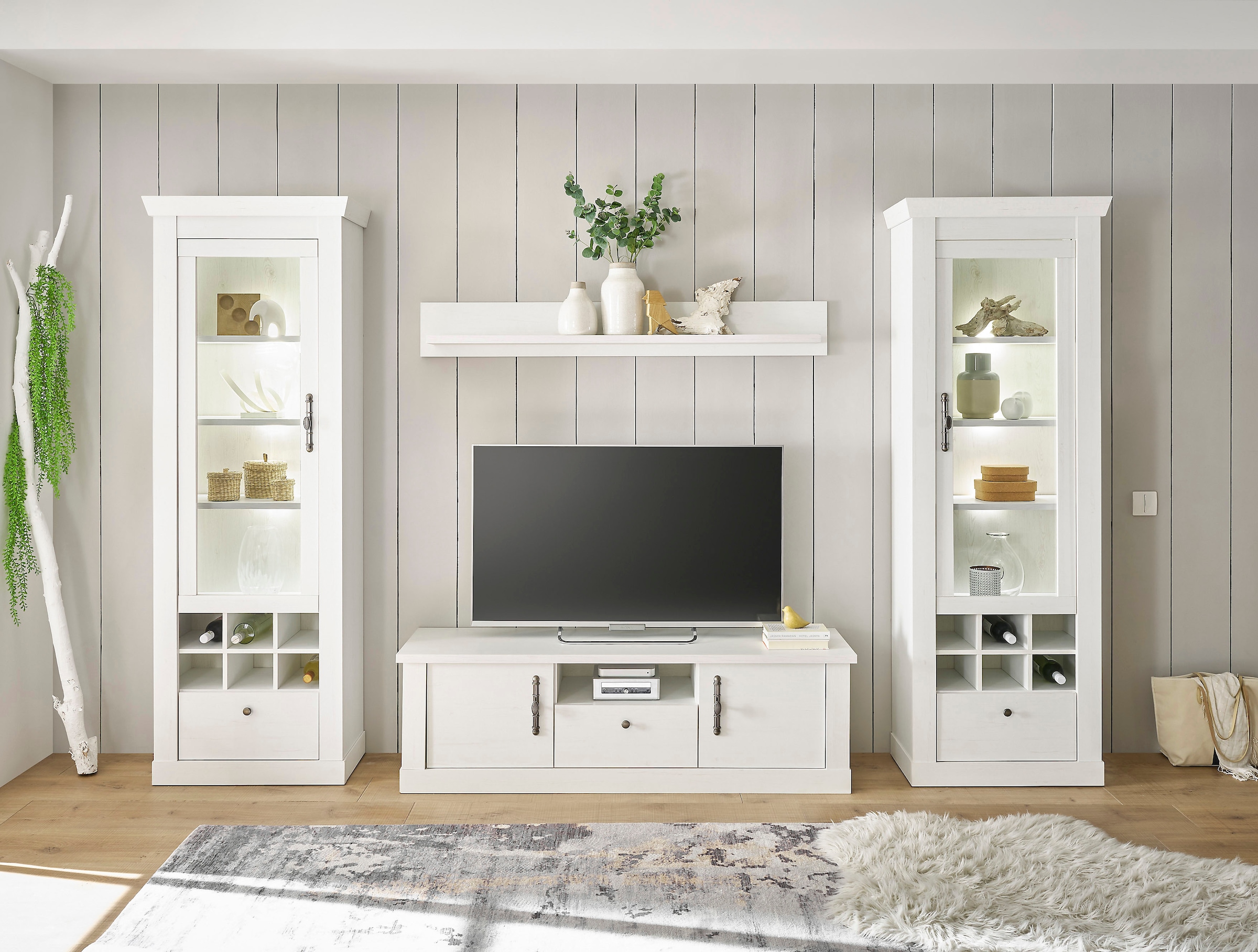 Home affaire Wohnwand "RAVENNA" 4 Stk. tlg. im romantischen Landhausstil, G günstig online kaufen