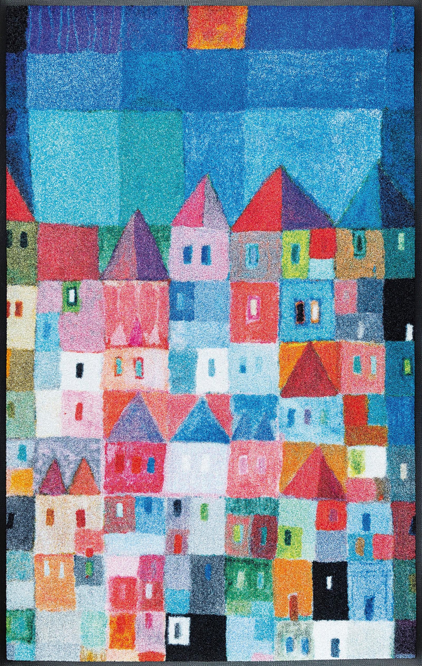 wash+dry by Kleen-Tex Läufer »Colourful Houses«, rechteckig, 7 mm Höhe, Schmutzfangläufer, rutschhemmend, In- und Outdoor geeignet, waschbar