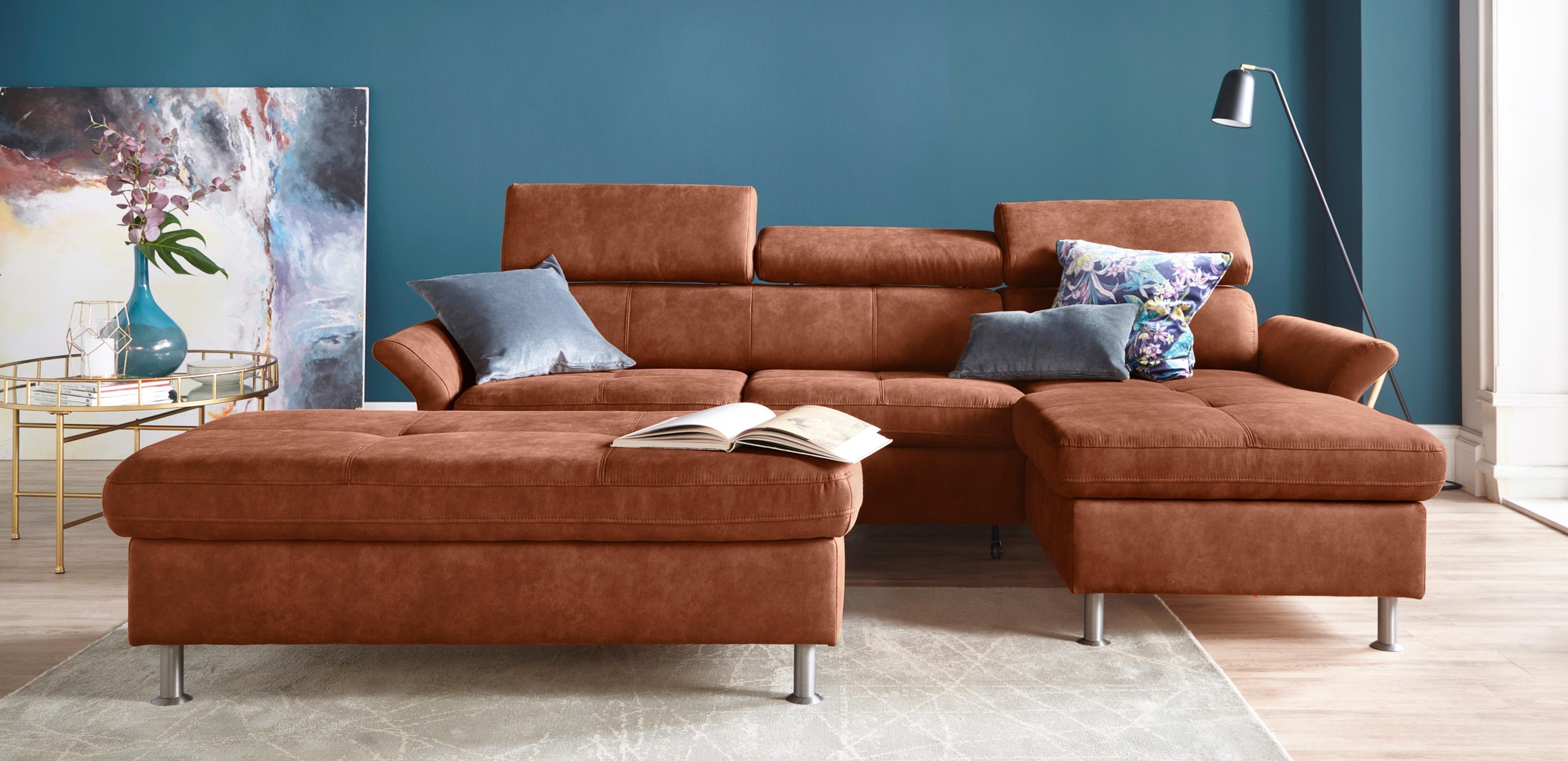 exxpo - sofa fashion Ecksofa »Maretto, bequem und komfortabel, L-Form«, inkl. Kopf- bzw. Rückenverstellung, wahlweise mit Bettfunktion