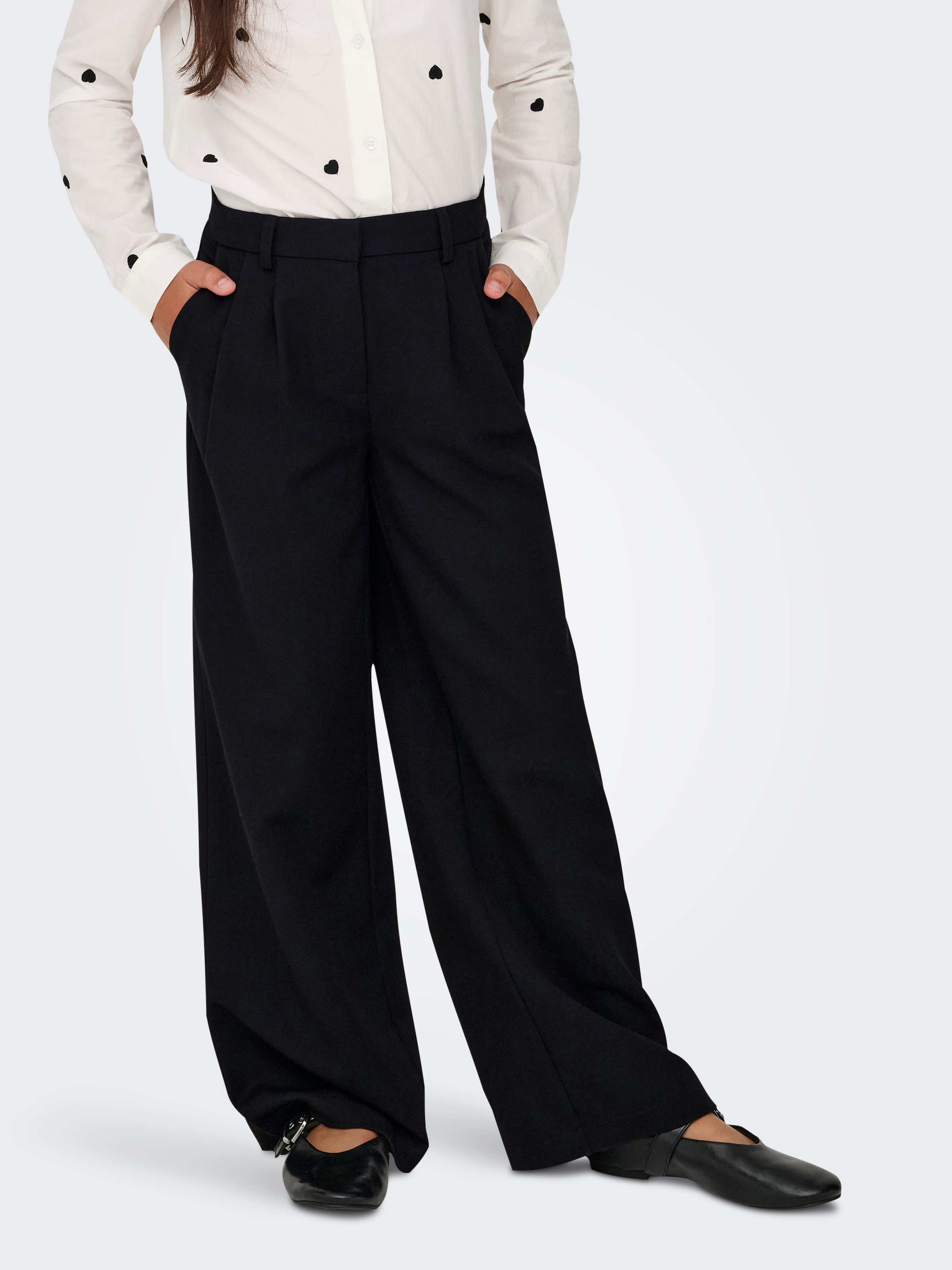 KIDS ONLY Mädchen Palazzohose "KOGHATTIE-ZAL LIFE LC WIDE PANT TLR NOOS", schwarz, Gr. 134, gepflegt, unifarben, Web, Obermaterial: 80% Polyester,