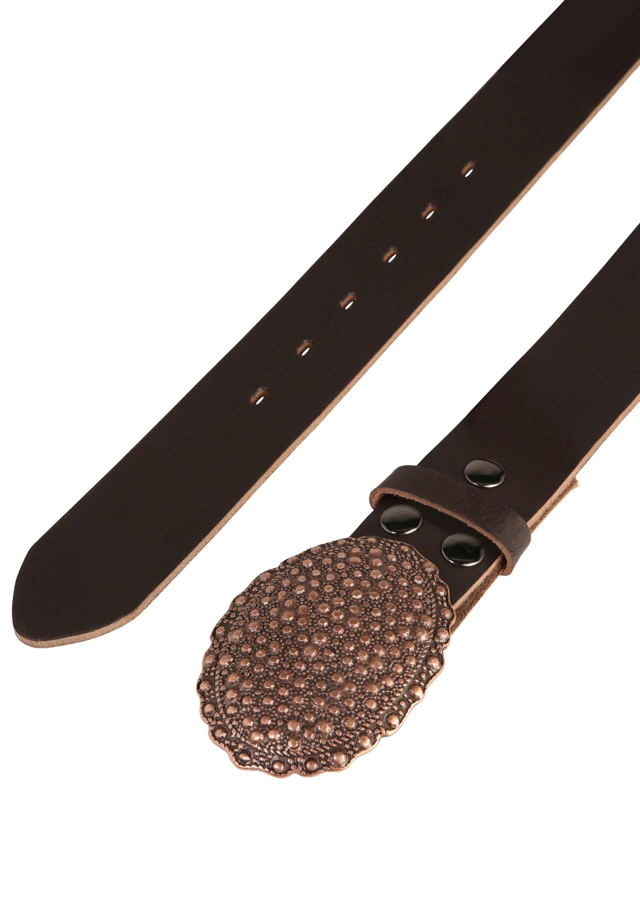 Rettungsring Gürtel Ledergürtel mit austauschbarer Schließe "Oval Nieten Ku günstig online kaufen