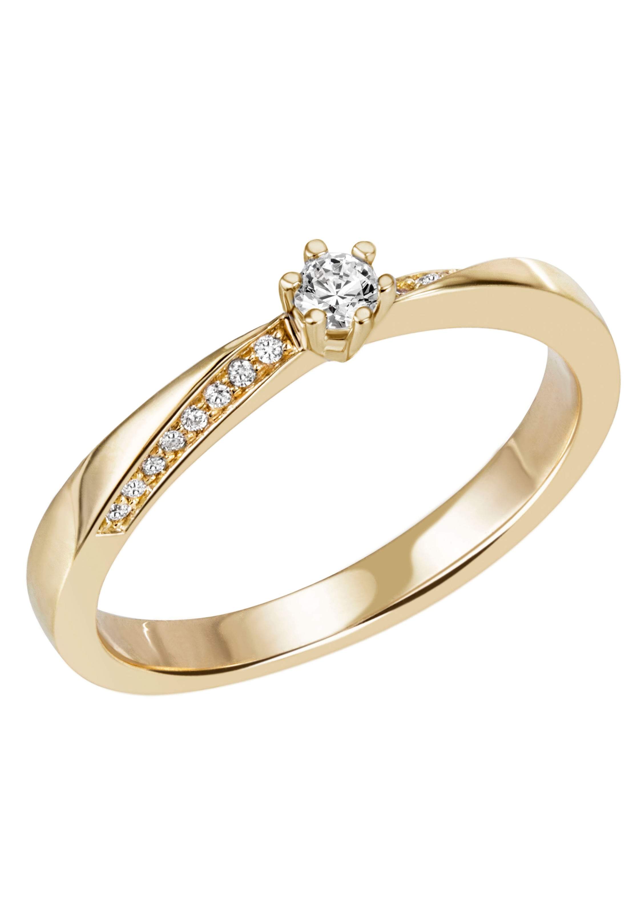 Solitärring »Schmuck Geschenk Gold 585 Damenring Verlobungsring Goldring«, mit Brillanten