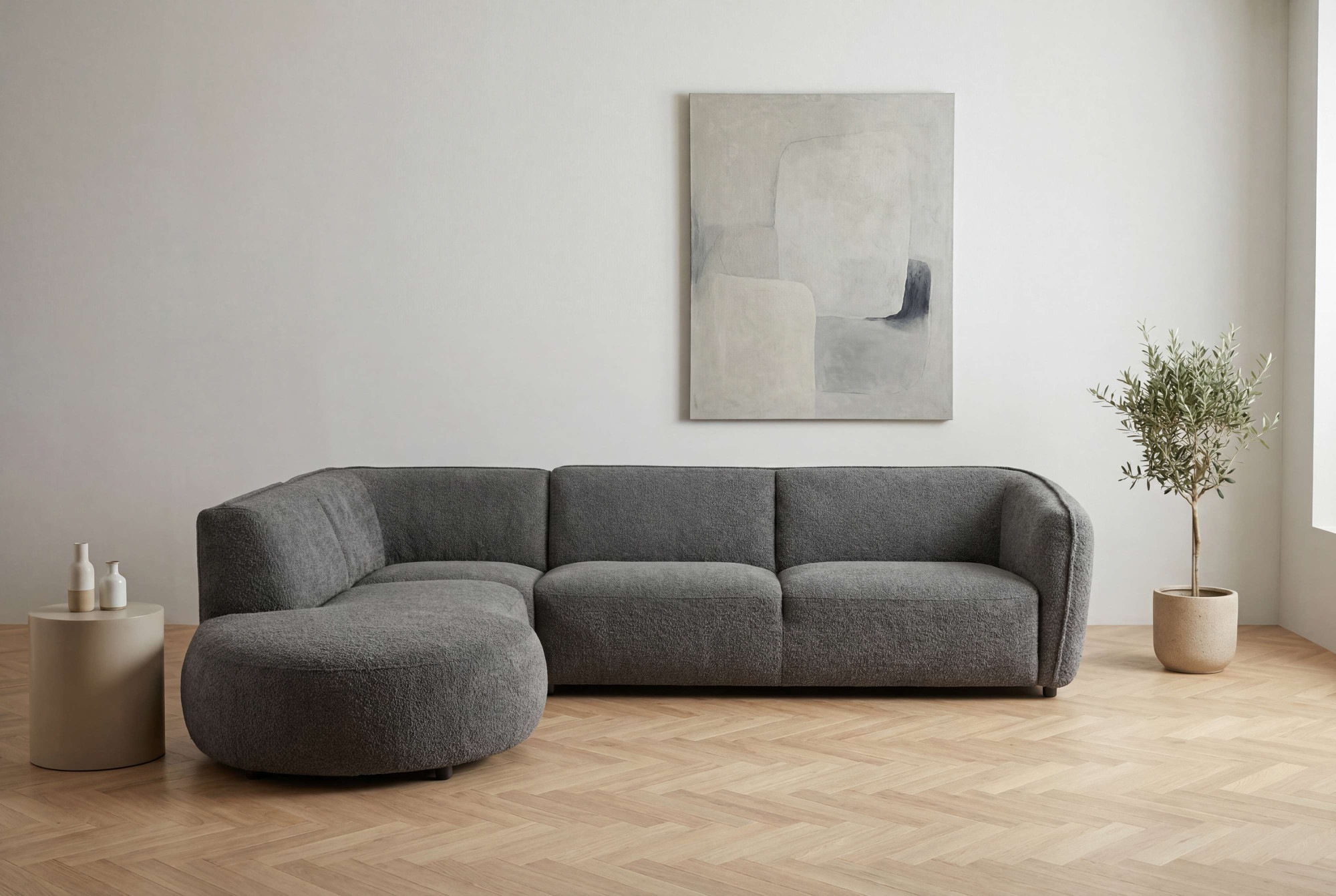 OTTO home Ecksofa "OSTRUP Rundsofa, L-Form, Naturtöne, Boucle oder Chenille" Breite 273 cm, organische Form mit sanften Rundungen
