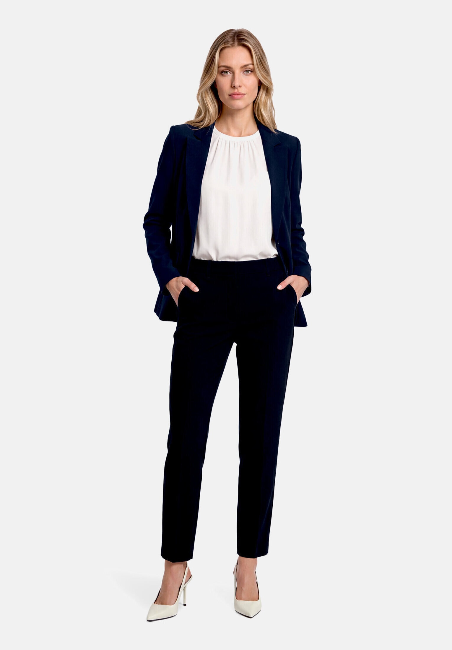 Betty&Co Longblazer "Damen mit Taschen" Druckfutter