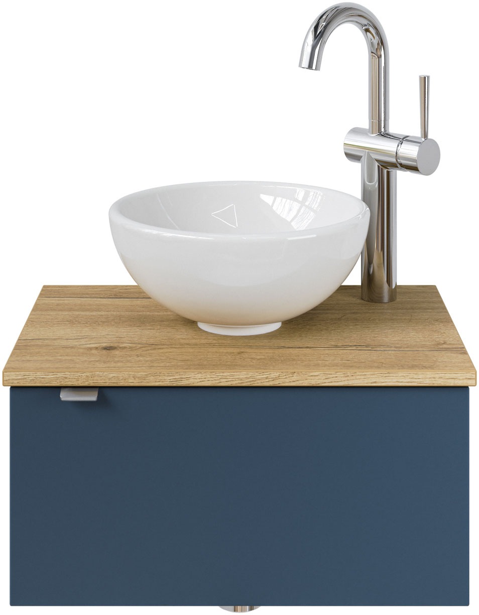 Saphir Waschtisch "Serie 6915 Waschschale mit Unterschrank für Gästebad, Gäste WC", 51 cm mit Keramik-Aufsatzbecken und 