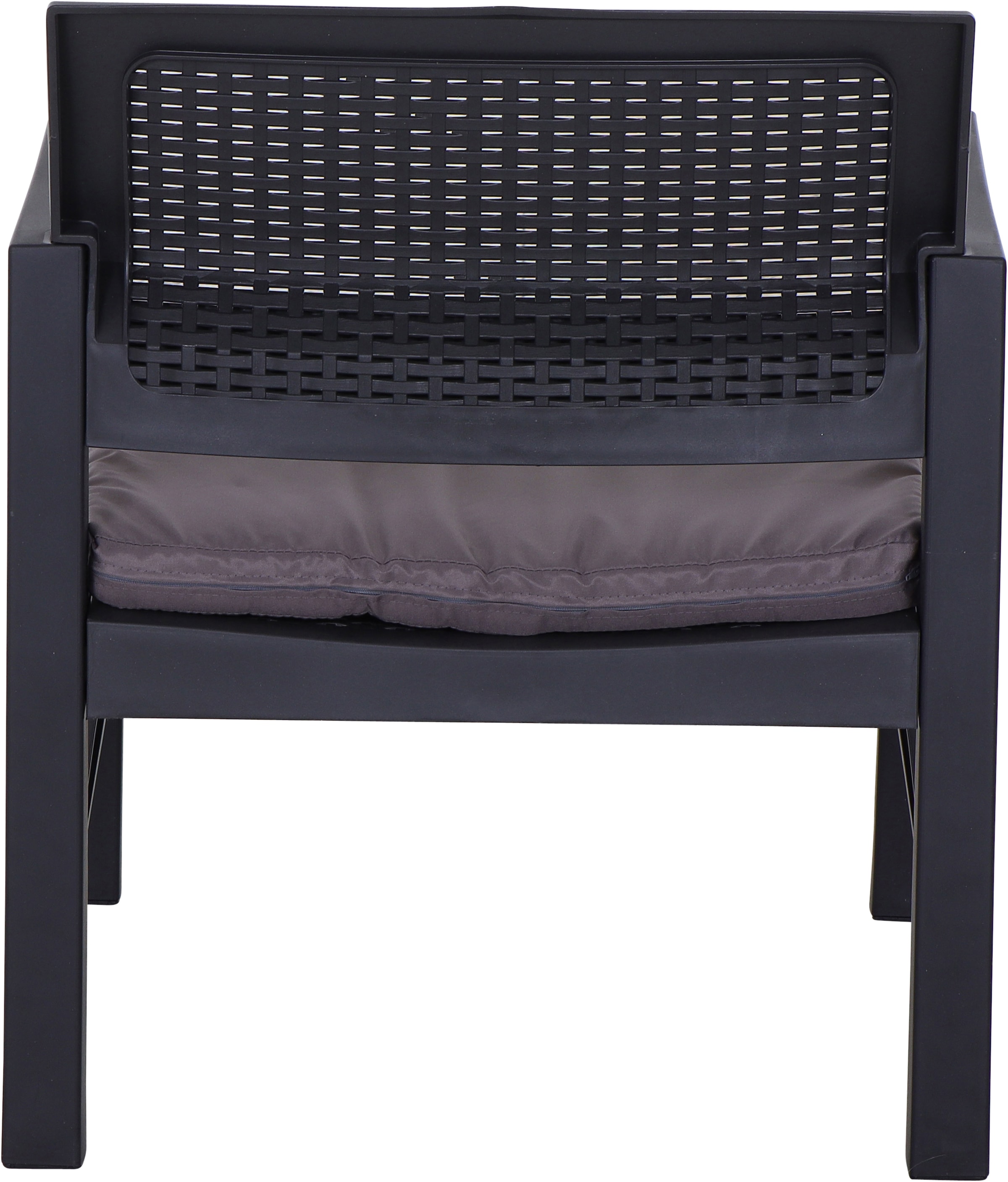 Progarden Balkonset »Kraka« Set, 3 tlg. anthrazit, inkl. Kissen, Outdoor Kunststoff-Lounge-Set