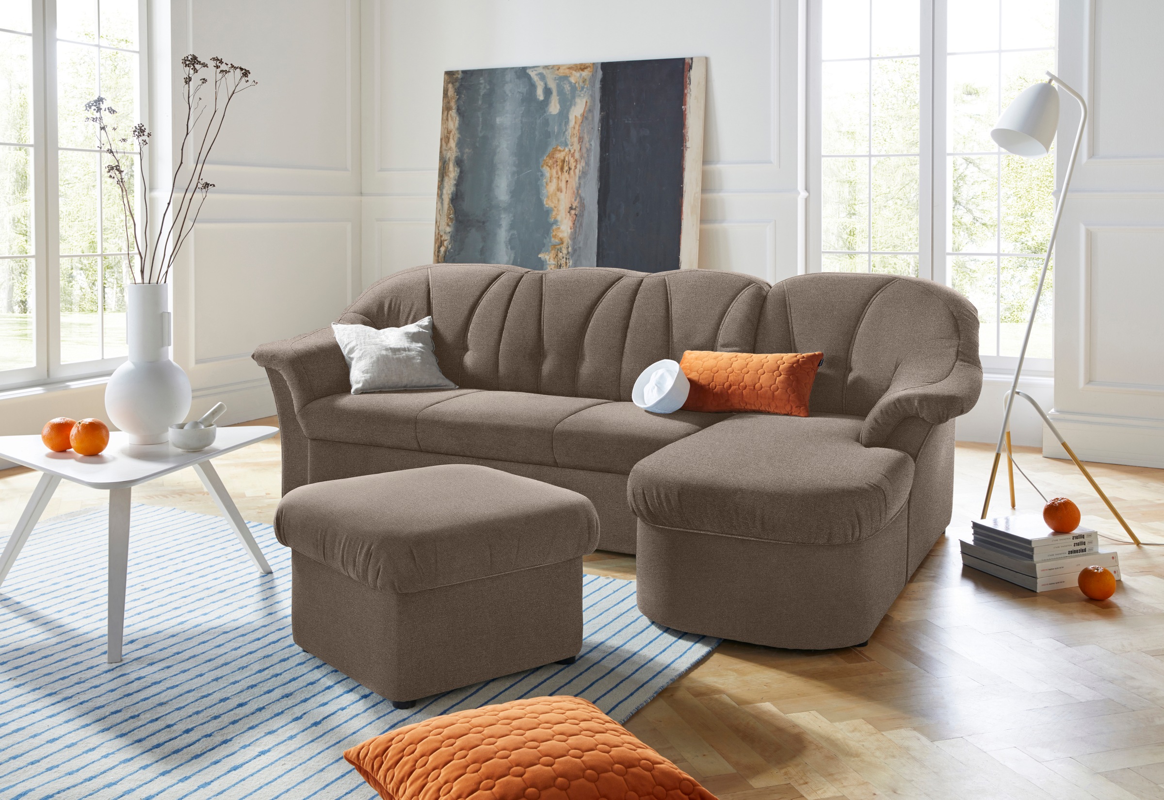 DOMO collection Ecksofa "Pegnitz, elegante Rückensteppung, komfortabel, Bre günstig online kaufen