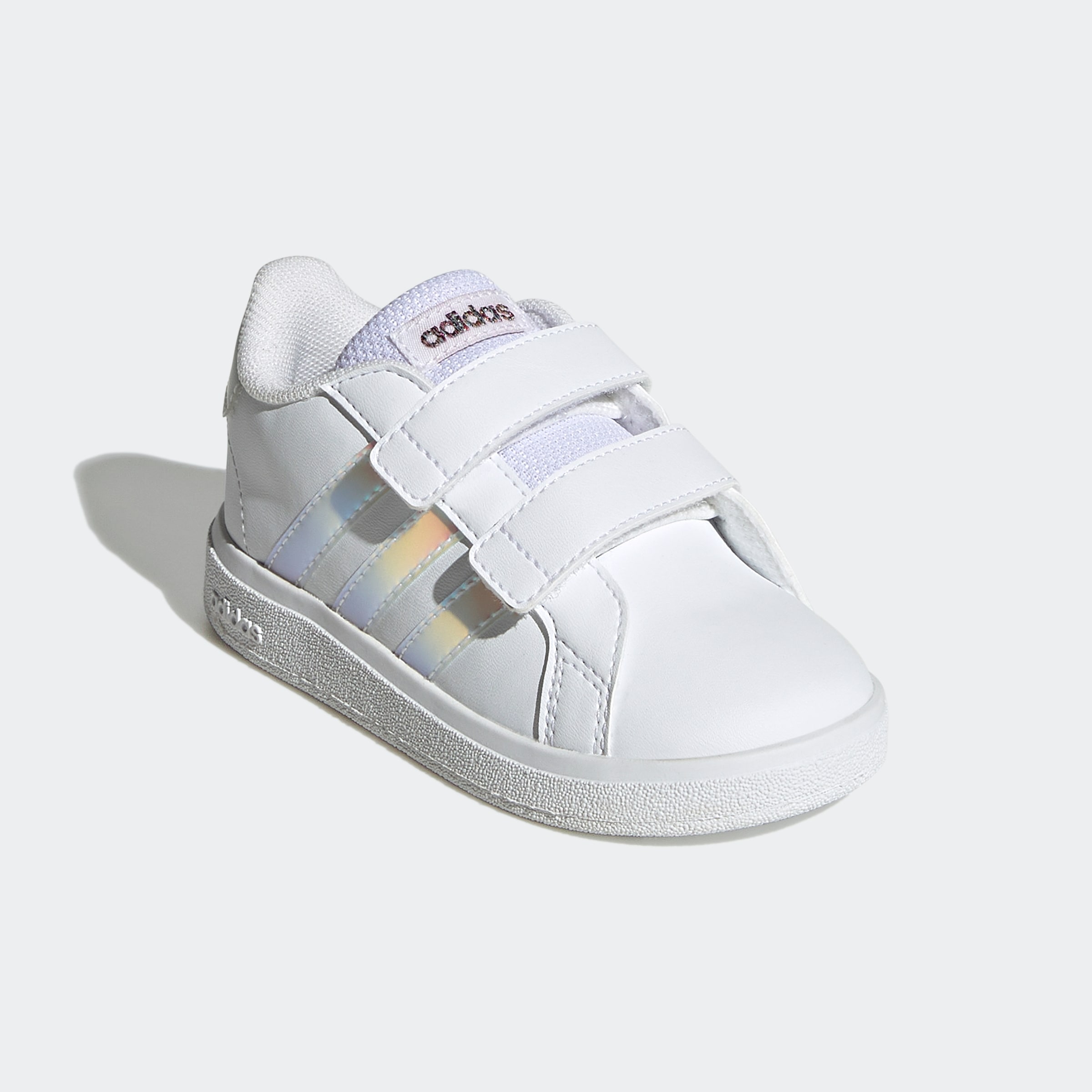 Mädchen Sneaker "GRAND COURT LIFESTYLE COURT HOOK AND LOOP", ADIDAS SPORTSWEAR, Gr. 26, weiß, Synthetik, Schuhe, Design auf den Spuren des adidas