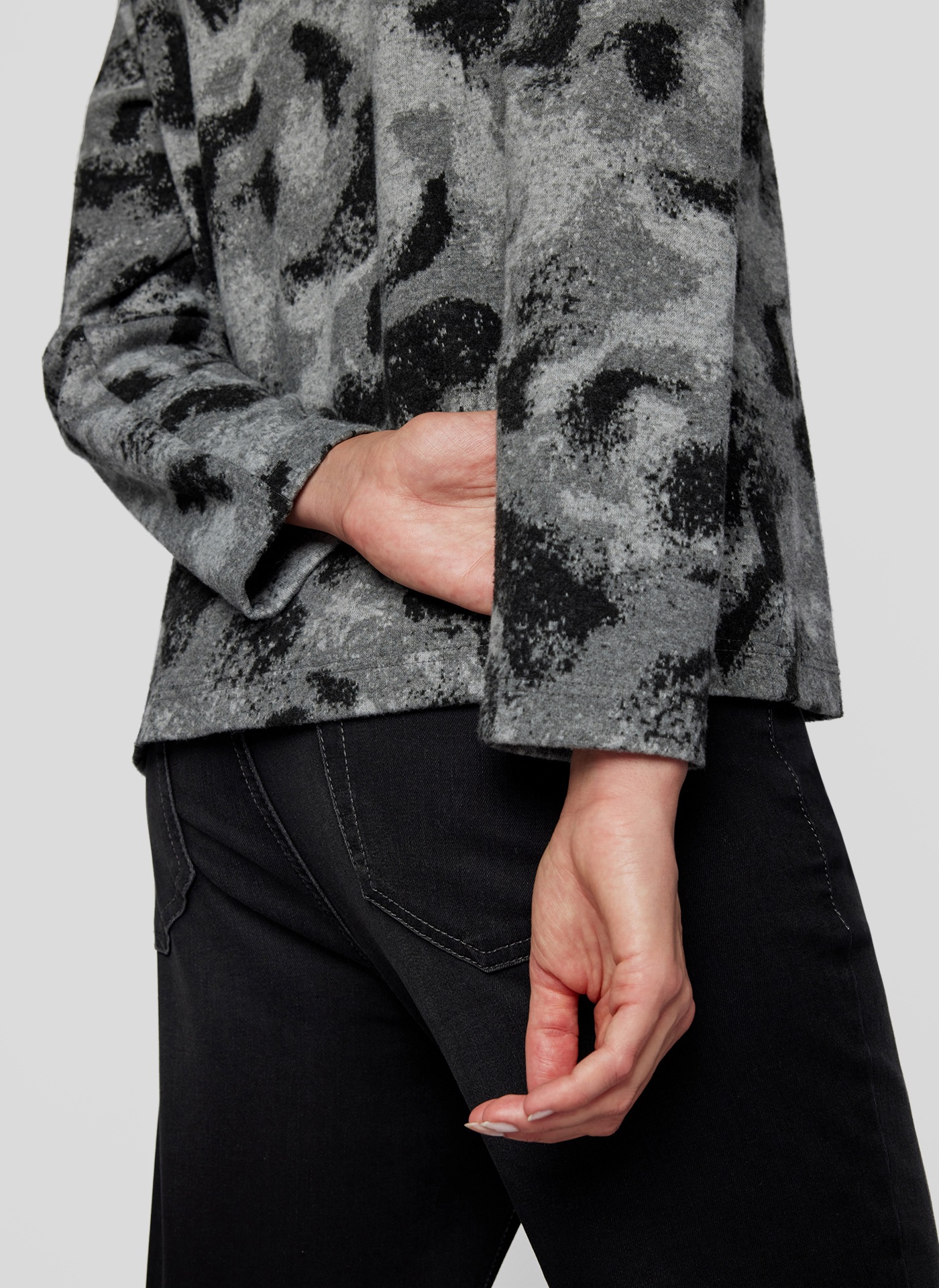 Rabe Print-Shirt »Rabe Eleganter Two-in-one-Pullover mit Hemdkragen«