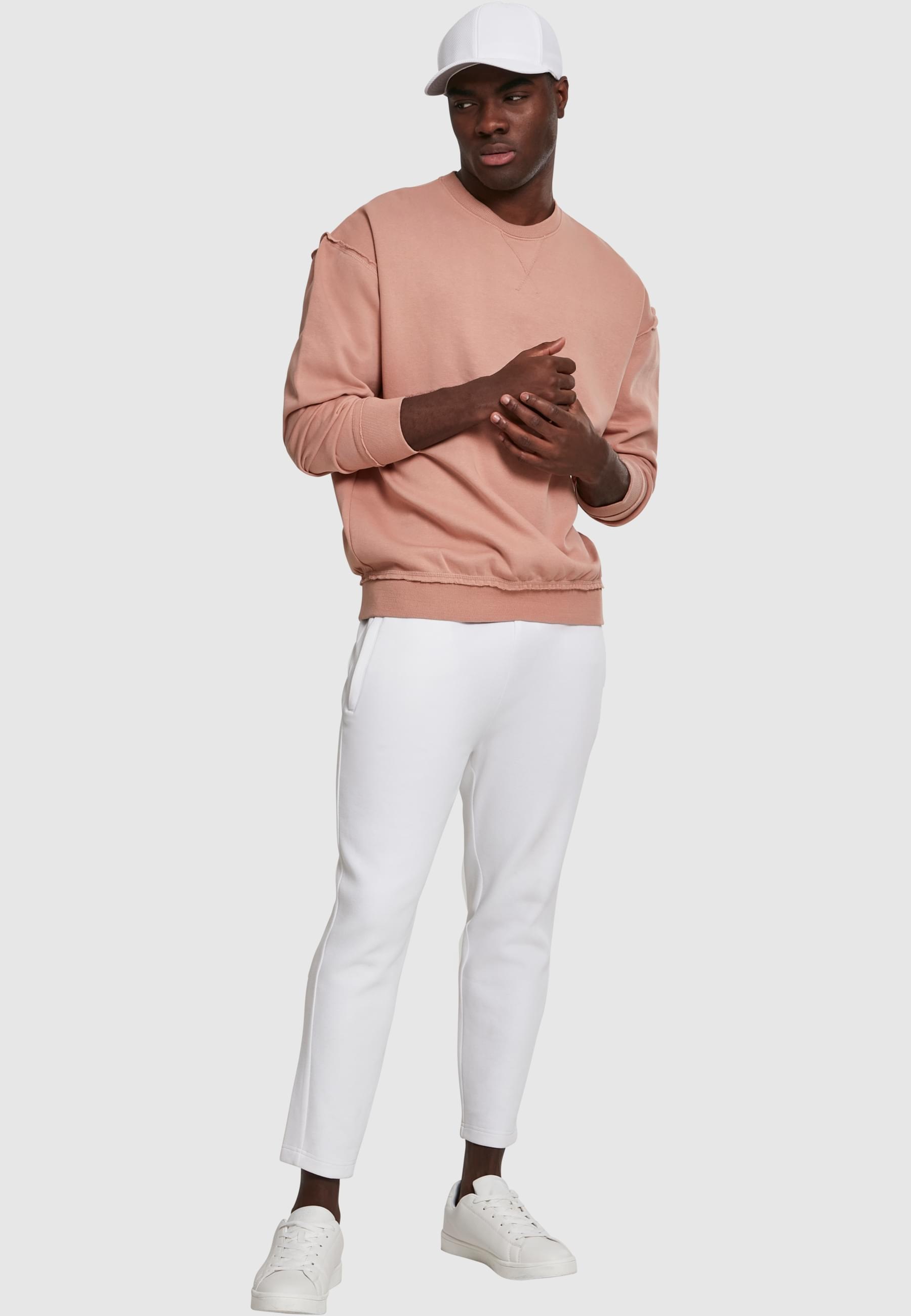 URBAN CLASSICS Rundhalspullover »Urban Classics Herren Oversized Open Edge Crew«, (1 tlg.)