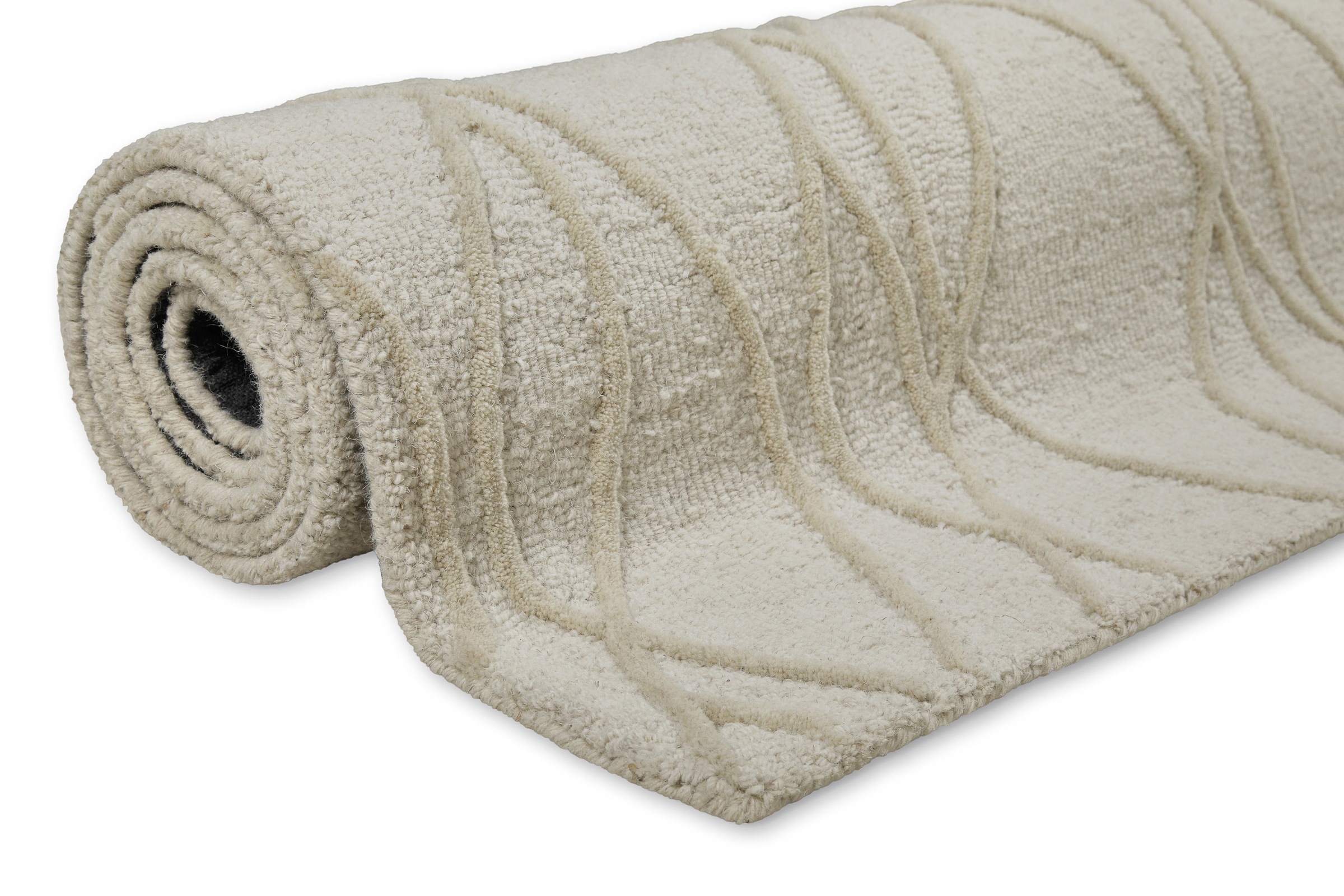 Wecon home Wollteppich »Hamptons TWENTYTHREE«, rechteckig, 15 mm Höhe, Läufer, Schurwolle, Kurzflor, Wohnzimmer, Schlafzimmer, Wellen