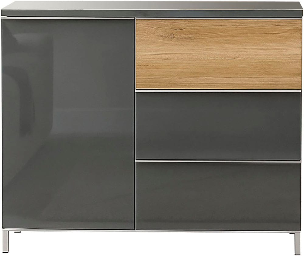 Places of Style Sideboard »Onyx, Kommode mit 3 Schubladen und 1 Tür, UV Lackierung Hochglanz«, (FSC®-zertifizierter Holzwerkstoff; Made in Europe), Kombikommode mit Soft-Close-Funktion, Maße (B/T/H) 106/45/88cm