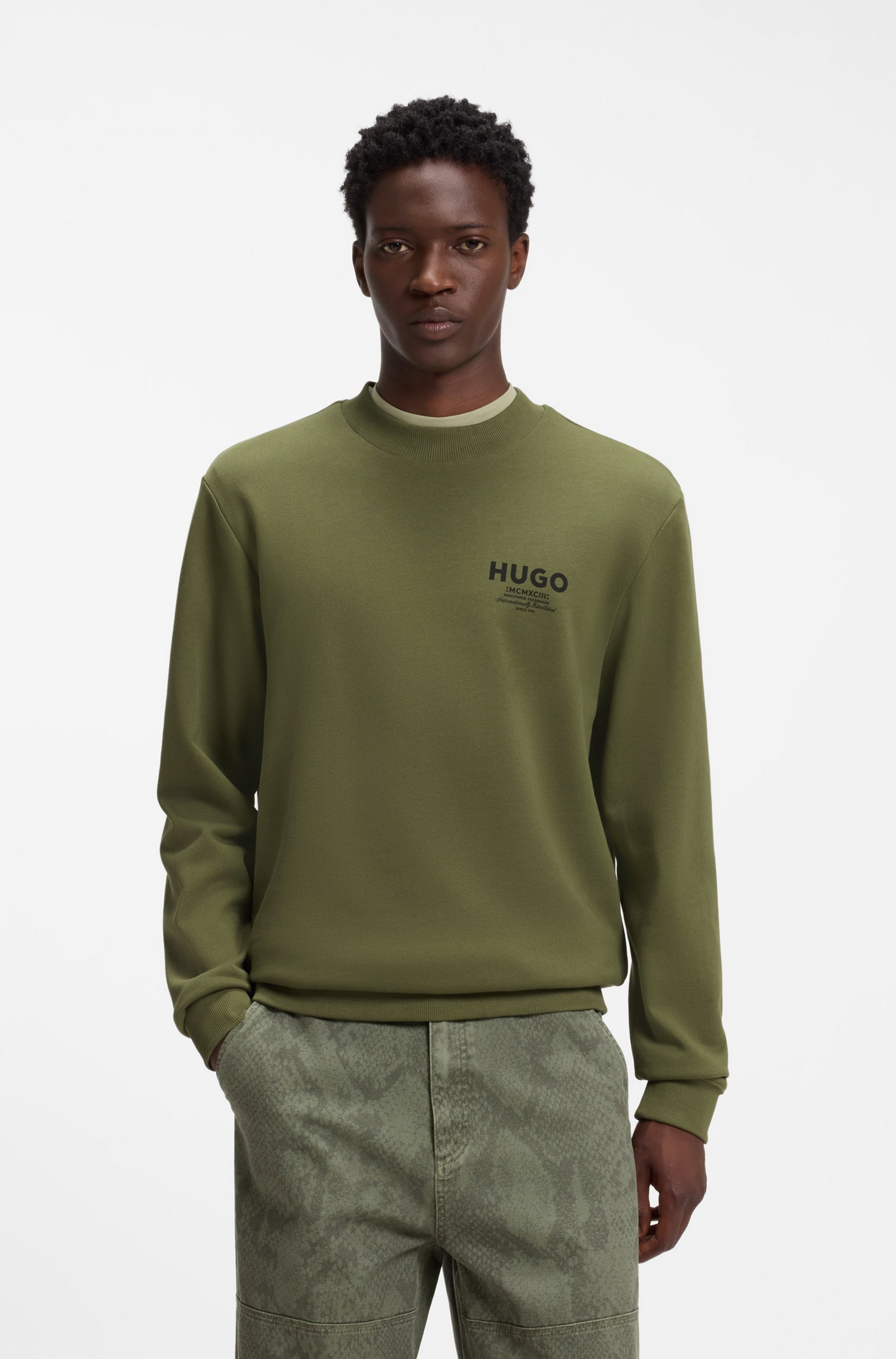 HUGO Sweatshirt "Nespon", Rundhalsausschnitt, Regular Fit, reine Baumwolle