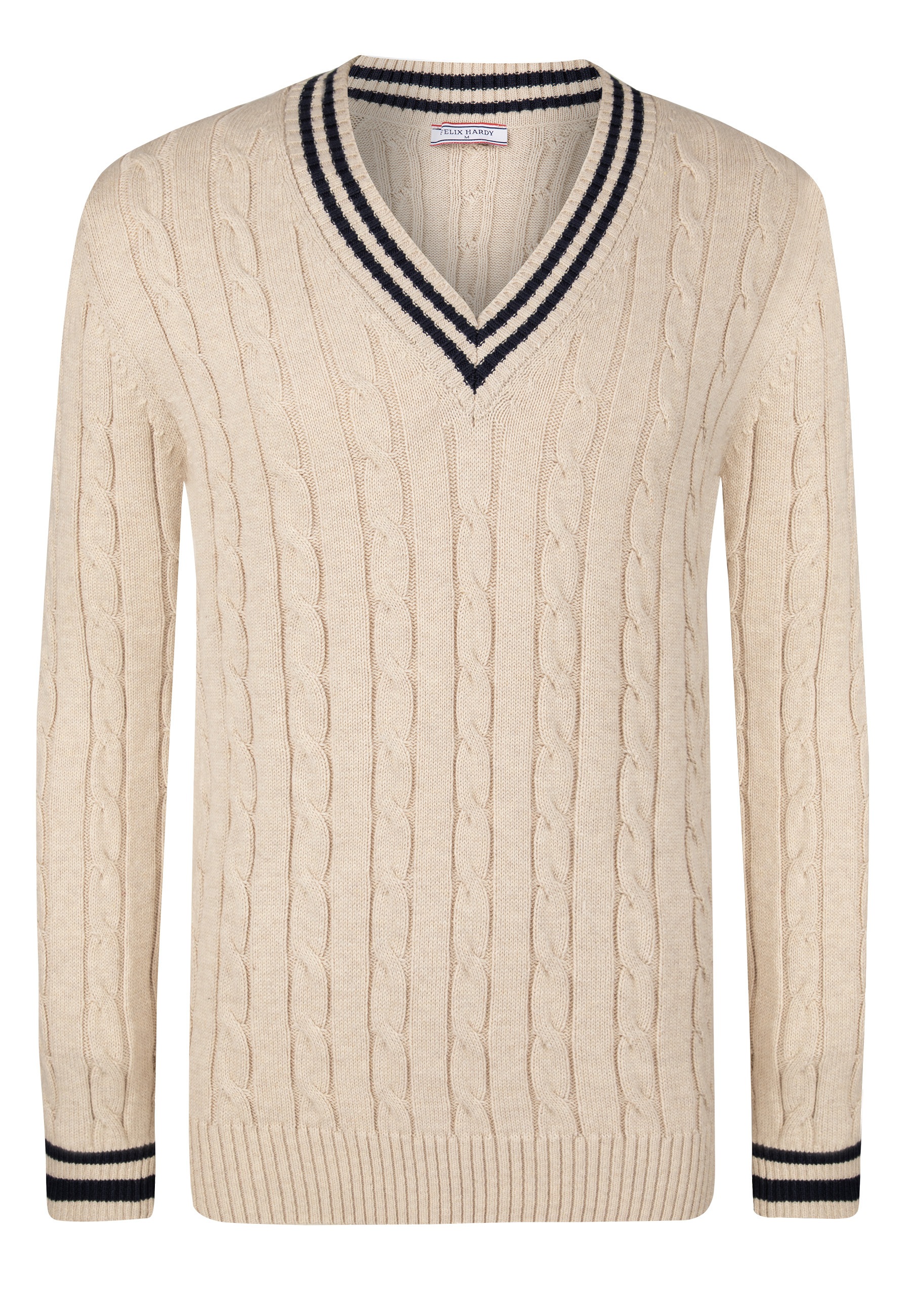 Felix Hardy V-Ausschnitt-Pullover »Basic-Pullover mit V-Ausschnitt und Zopfmuster«