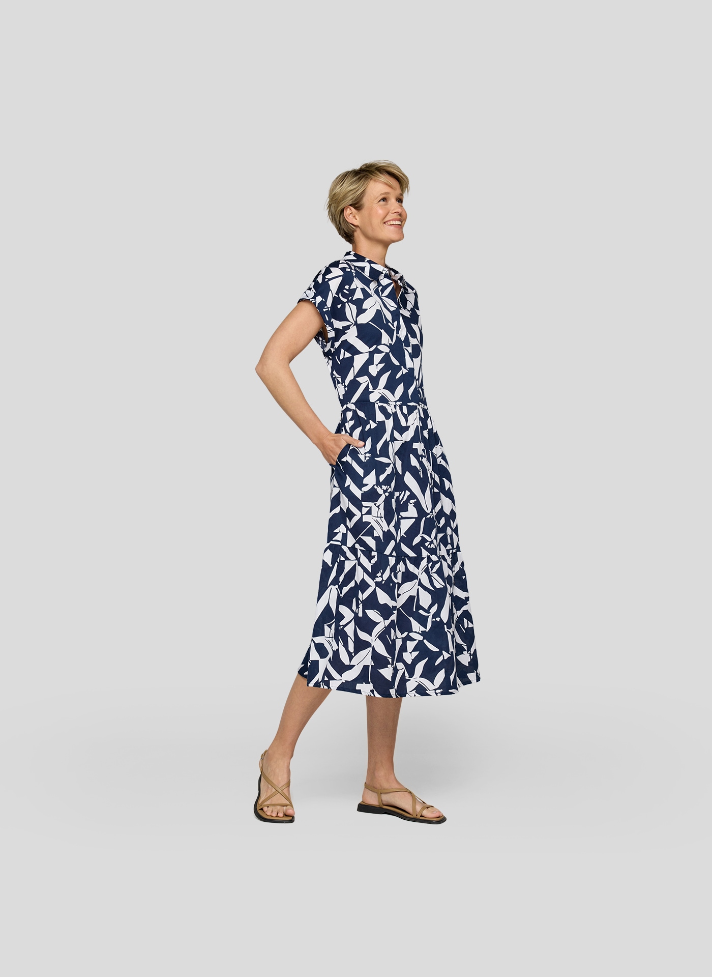 Rabe Midikleid "Rabe Blusenkleid mit Stufen und modernem Print" günstig online kaufen