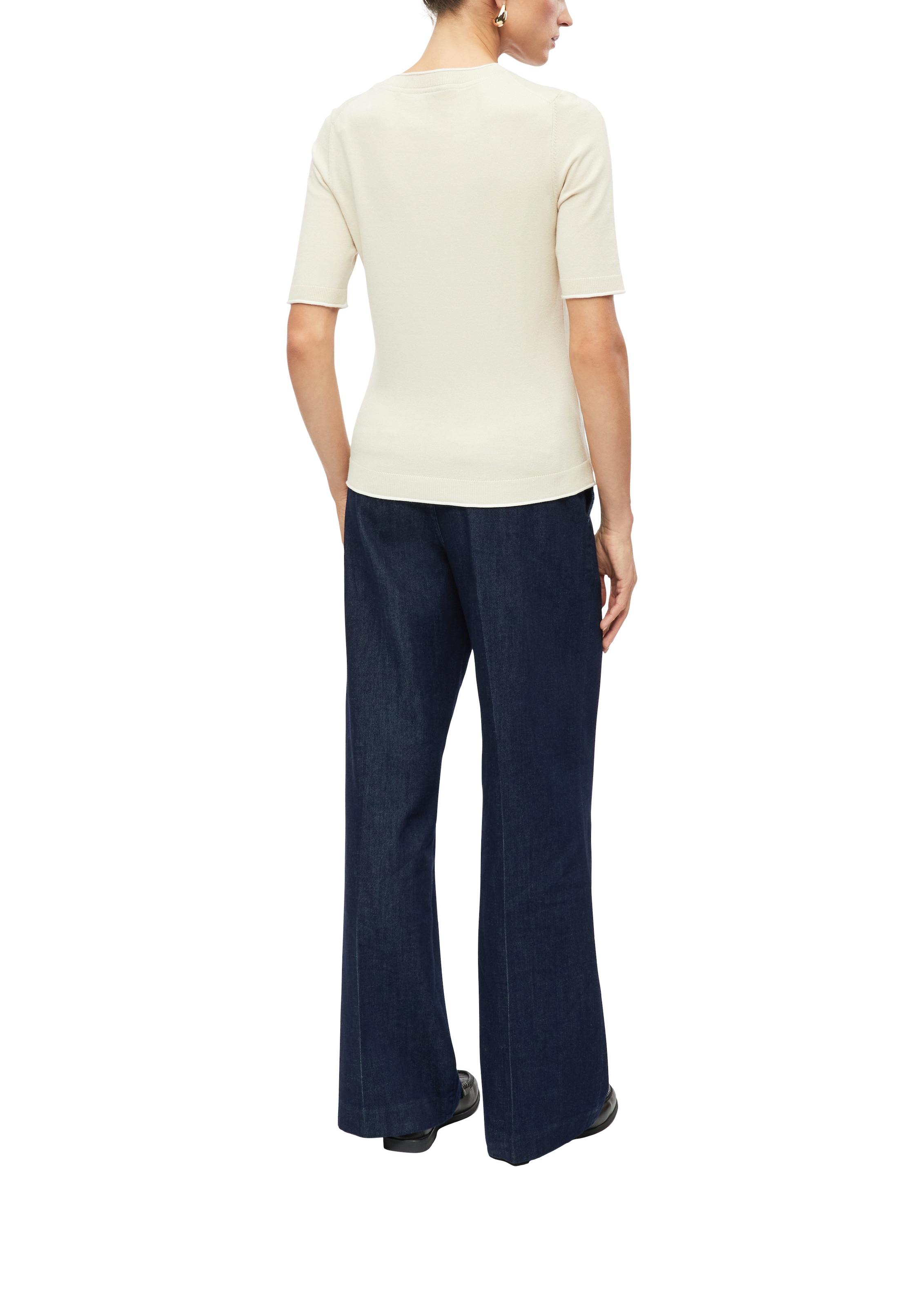 s.Oliver BLACK LABEL Strickpullover Halbarm Sommerpullover mit Viskose / Rundhals