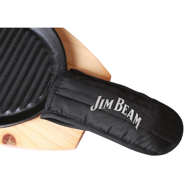 Preis ist unschlagbar Jim Beam BBQ Grillpfanne, und Griffüberzug | inkl. Gusseisen, BAUR 4 Holzuntersetzer (Set), Stk., bestellen