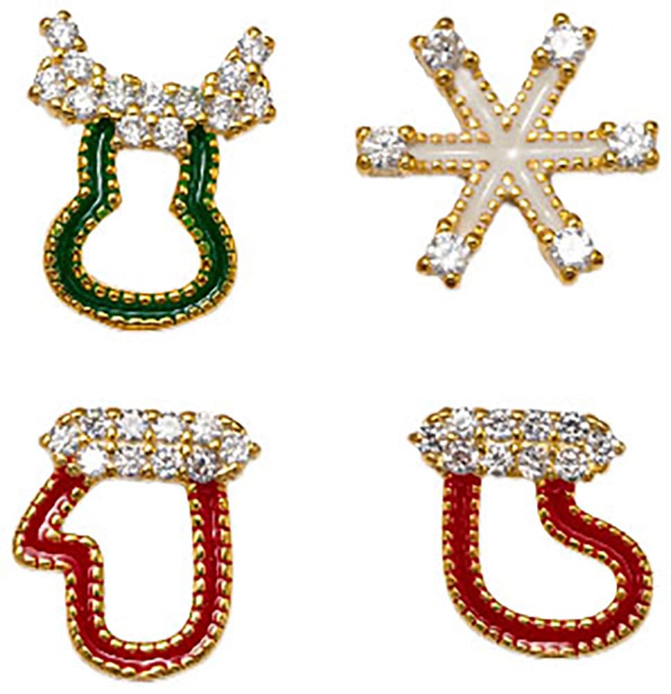 Ohrstecker-Set FIRETTI "Multipack Schmuck Silber 925 Rentier, Eiskristall, Handschuh, Stiefel", bunt (gelbgoldfarben, grün, weiß, rot, kristallweiß, kristallweiß), Ohrringe, Damen, Silber 925 (Sterlingsilber), Made in Germany - mit Zirkonia (synth.)