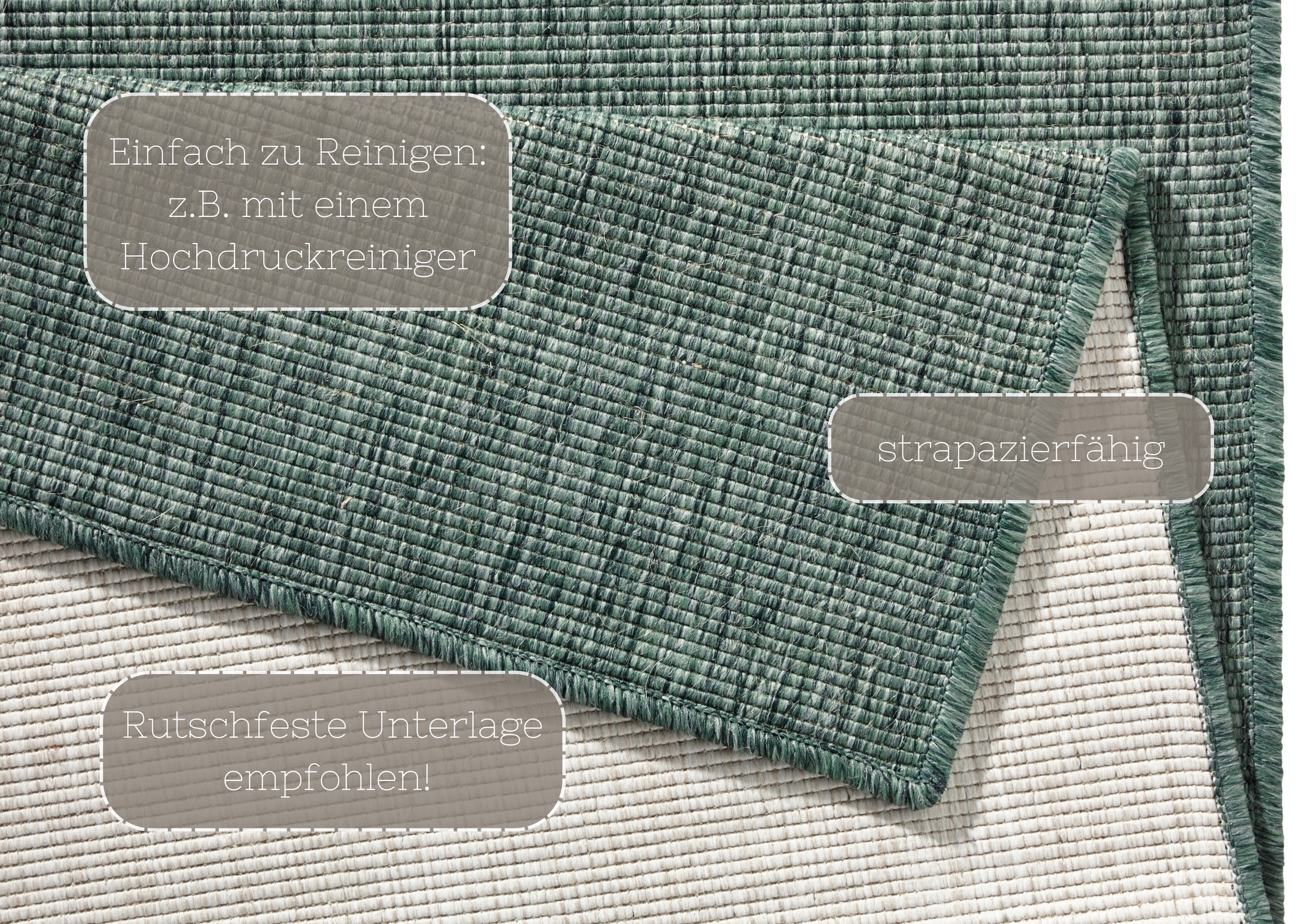 NORTHRUGS Teppich »Miami Wendeteppich«, rechteckig, 5 mm Höhe, In-& Outdoor, Wetterfest, Balkon, Läufer, Wohnzimmer, Wasserfest