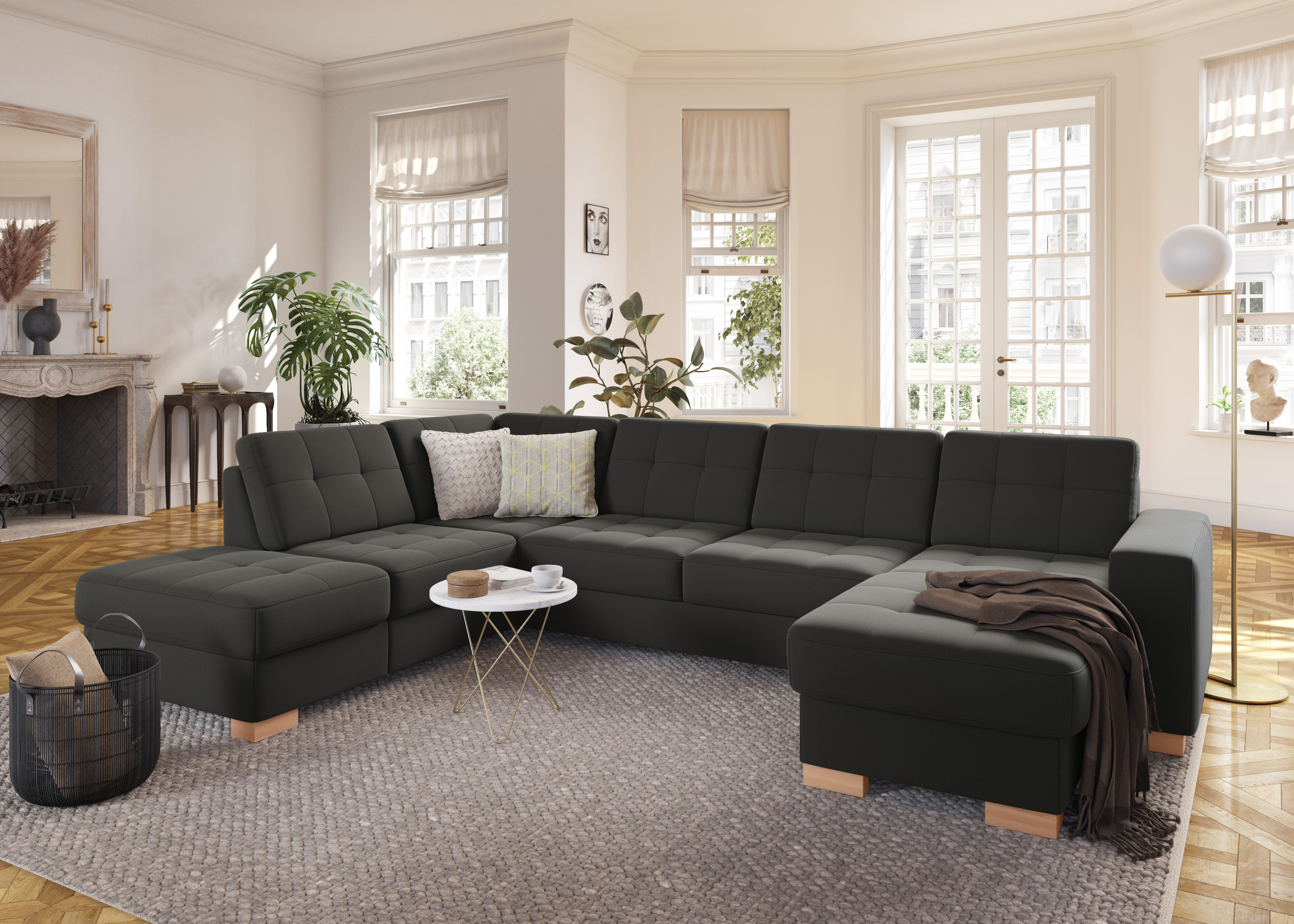 sit&more Wohnlandschaft "Quincy U-Form" wahlweise mit Schlaffunktion und Bettkasten