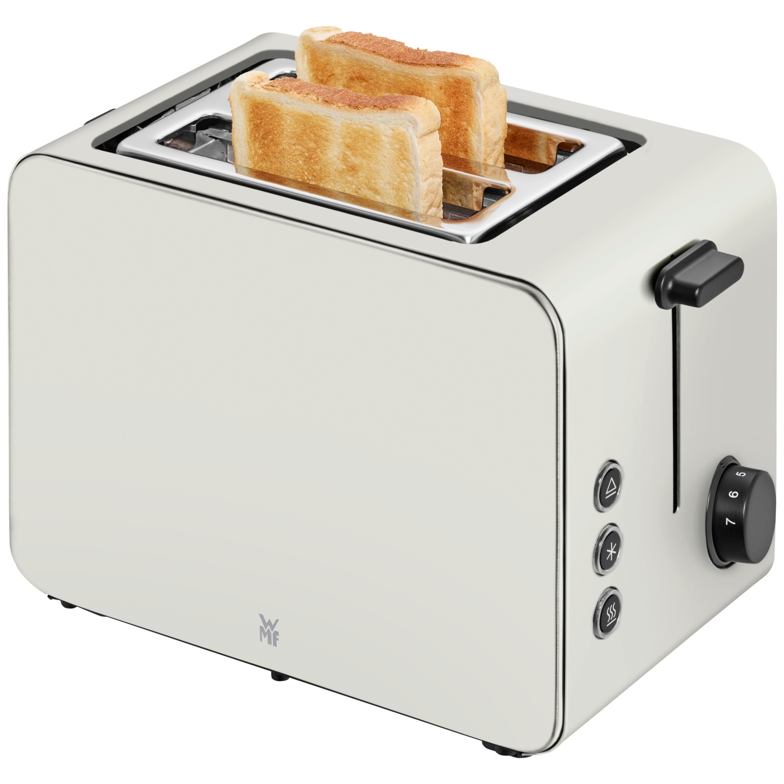 WMF Toaster »Stelio Paper Grey, Doppelschlitz Toaster mit Brötchenaufsatz«, 2 kurze Schlitze, für 2 Scheiben, 1050 W, 7 Bräunungsstufen, Brotzentrierung, Krümelschublade, Cromargan Gehäuse