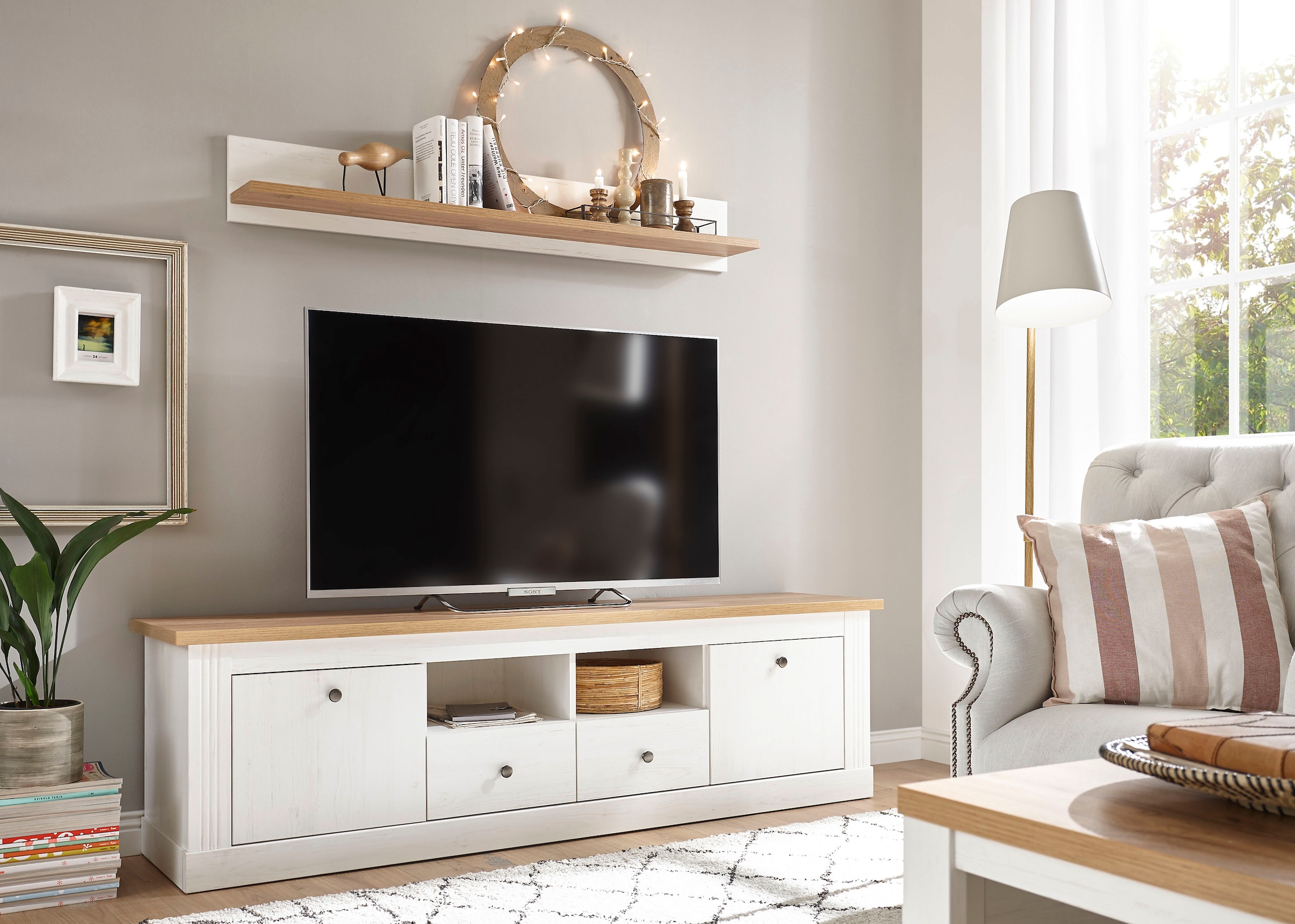 OTTO home Wohnwand "Westminster, Anbauwand im Landhausstil, Komplettset, Wohnzimmer-Set" Set, 2 Stk. tlg.