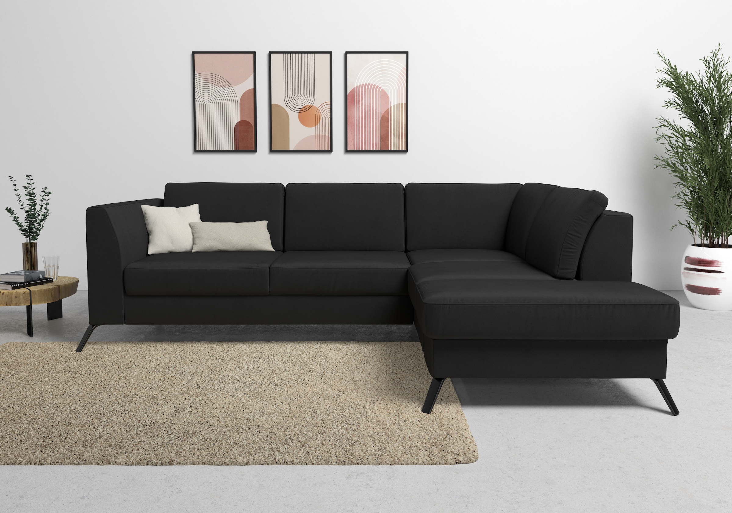 sit&more Ecksofa "Olsen L-Form" inklusive Sitztiefenverstellung, optional Schlaffunktion, 15cm hoch