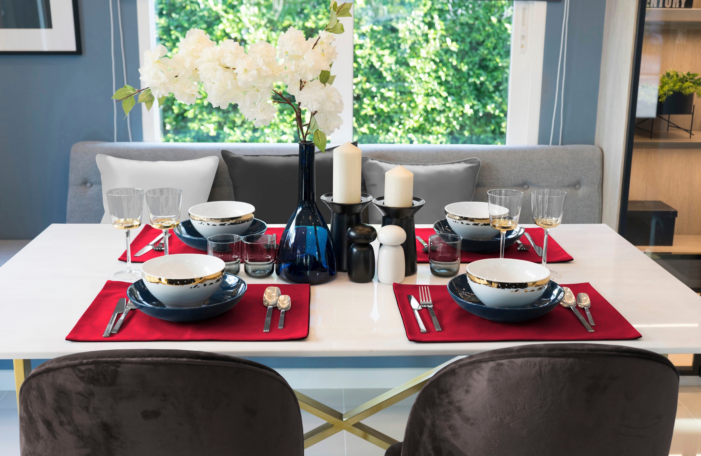 Wirth Platzset "Westport" Made in Germany, Jacquard Dekostoff, Blatt-Design günstig online kaufen