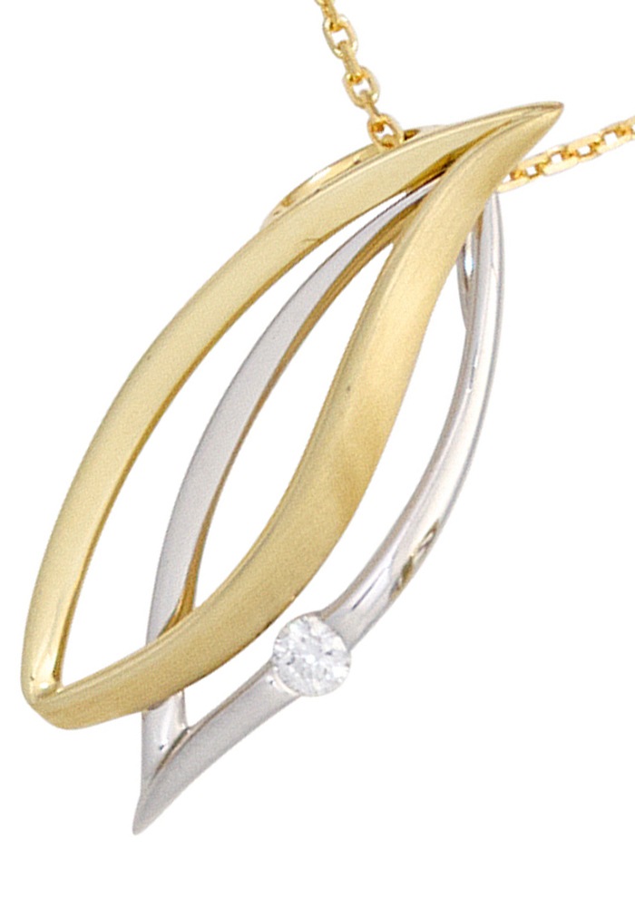 JOBO Kettenanhänger »Anhänger mit Diamant«, 585 Gold bicolor