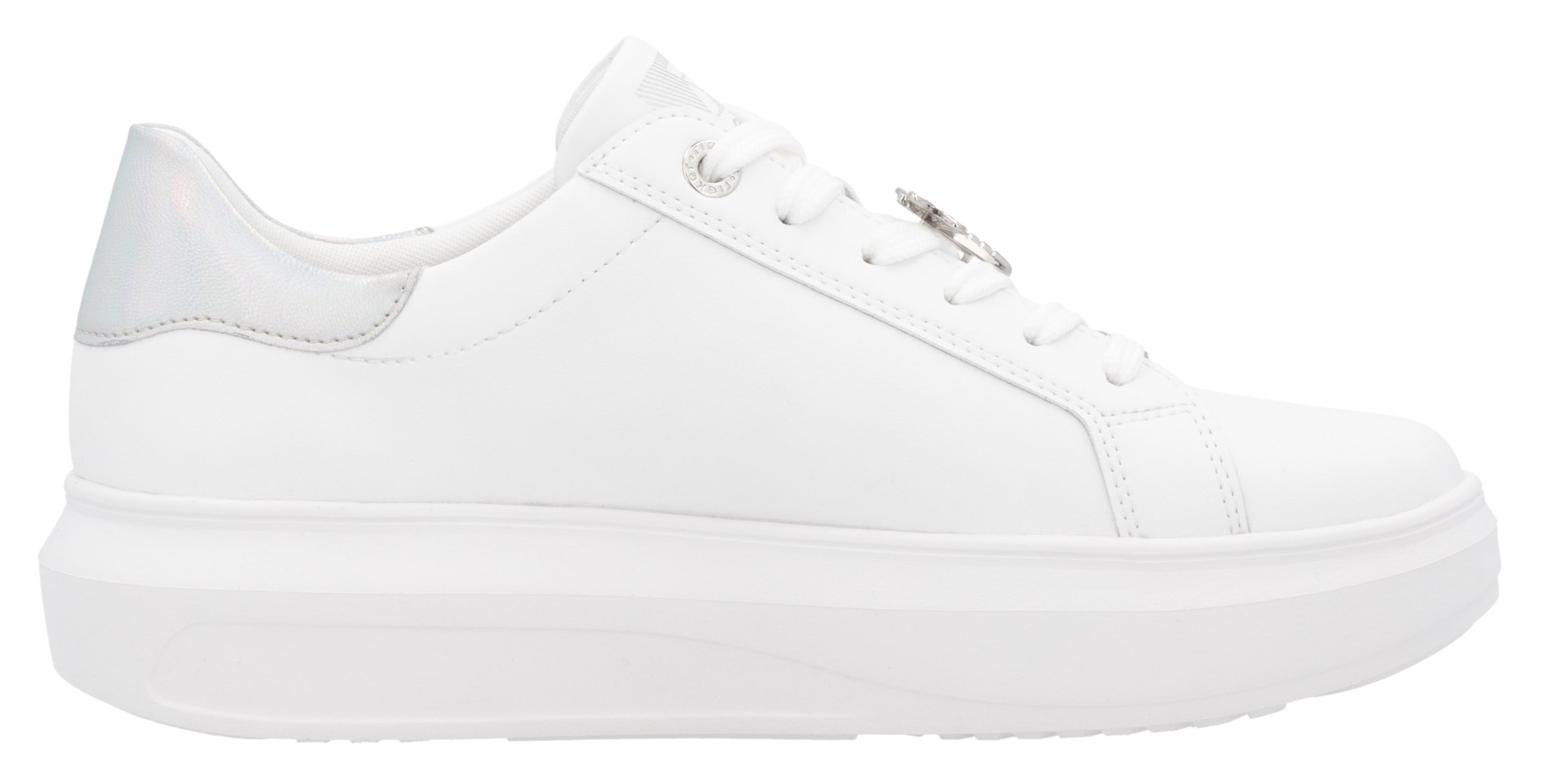 RIEKER Sport Plateausneaker, mit stylischen Metallic-Details, Freizeitschuh, Halbschuh, Schnürschuh
