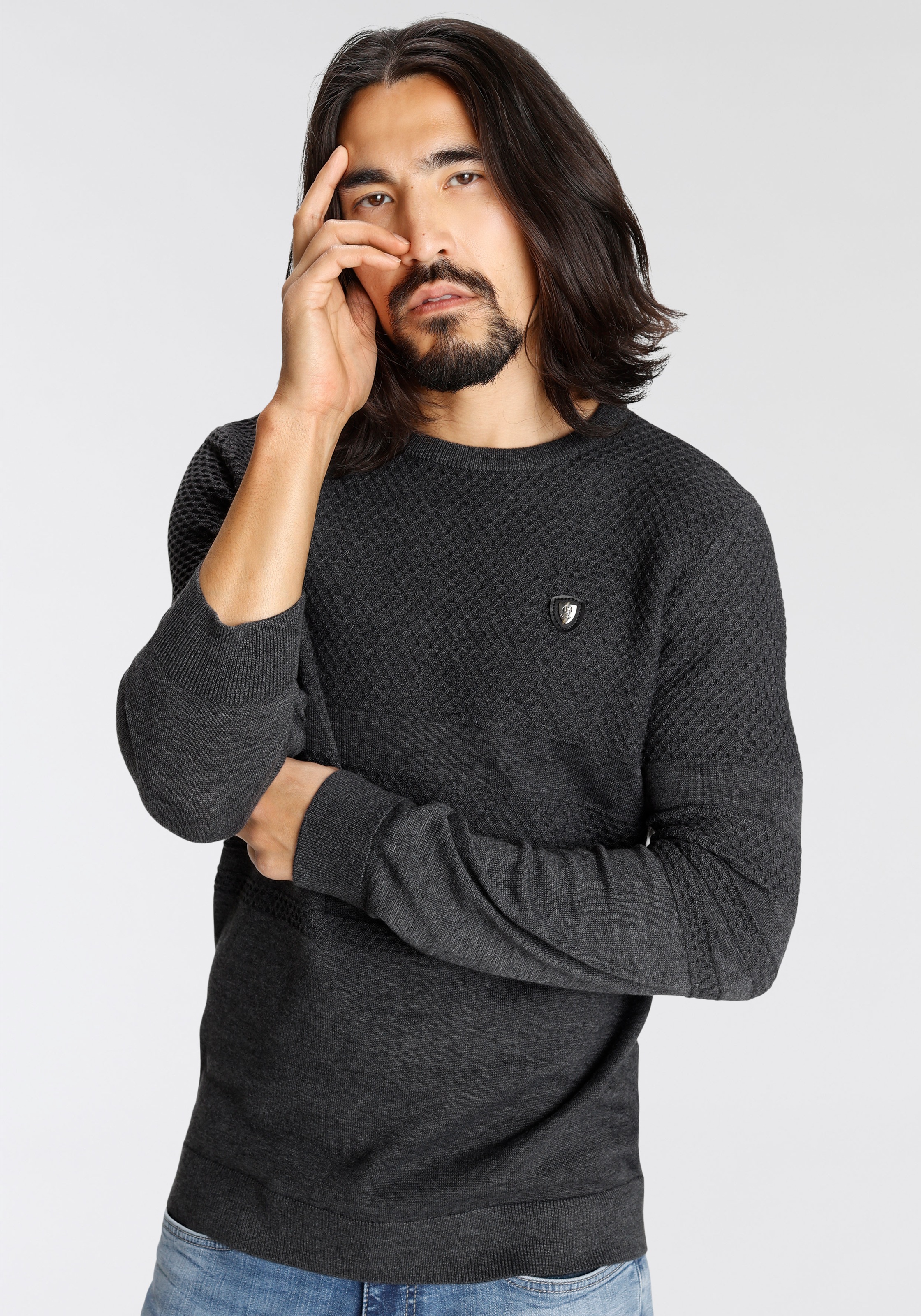 Bruno Banani Strickpullover, mit modischer Struktur günstig online kaufen