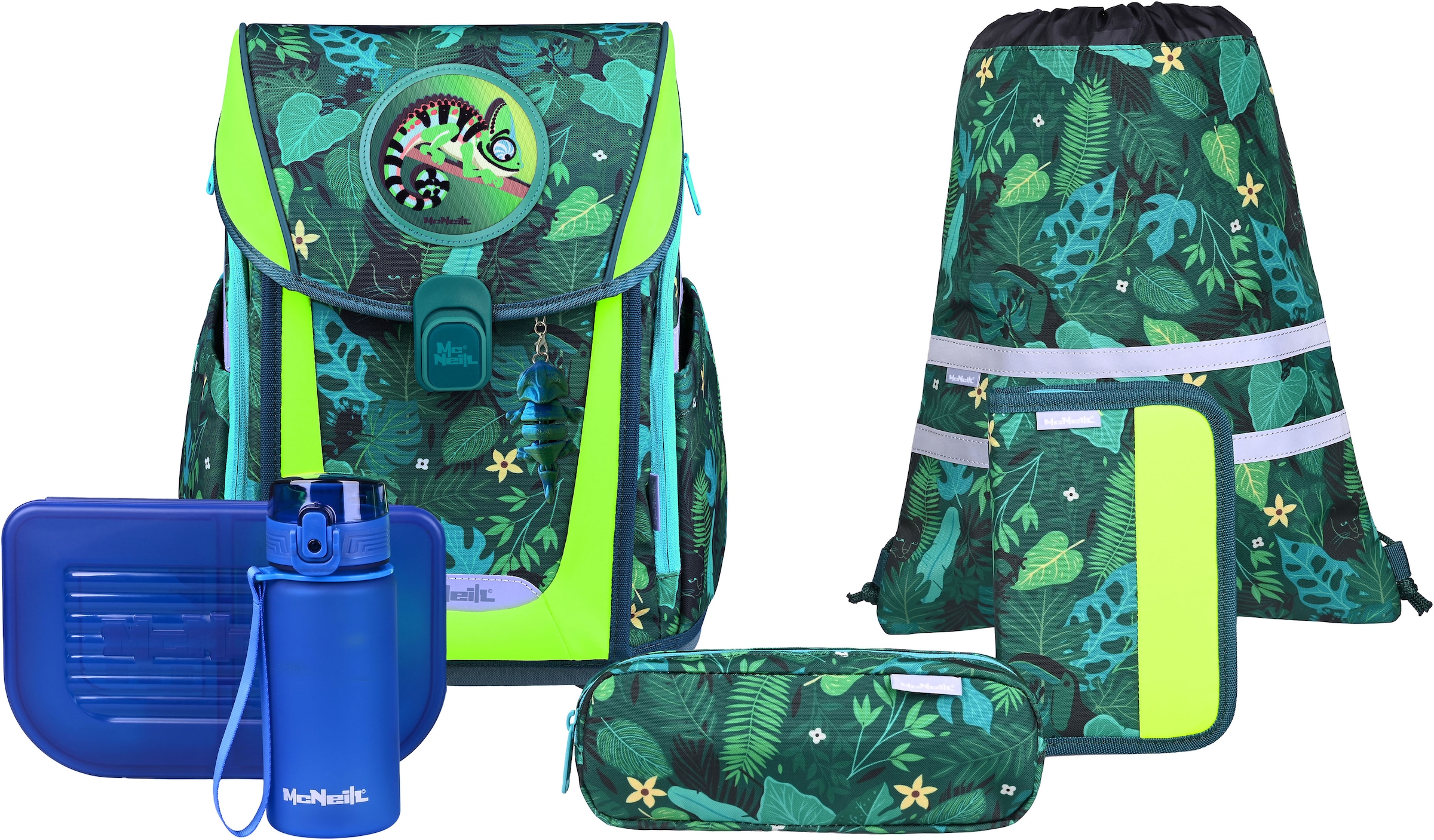 MCNEILL Kinder Schulranzen "Primo, inkl. Etui, Turnbeutel"tropic, Polyester, Rucksäcke
